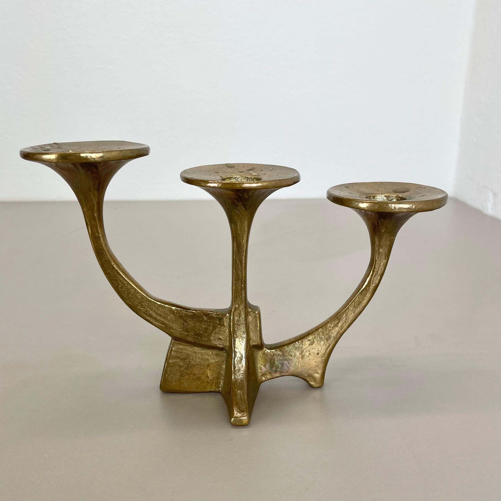 Midcentury Brutalist Bronze Candleholder By Michael Harjes, Germany, 1960s photo 425.0