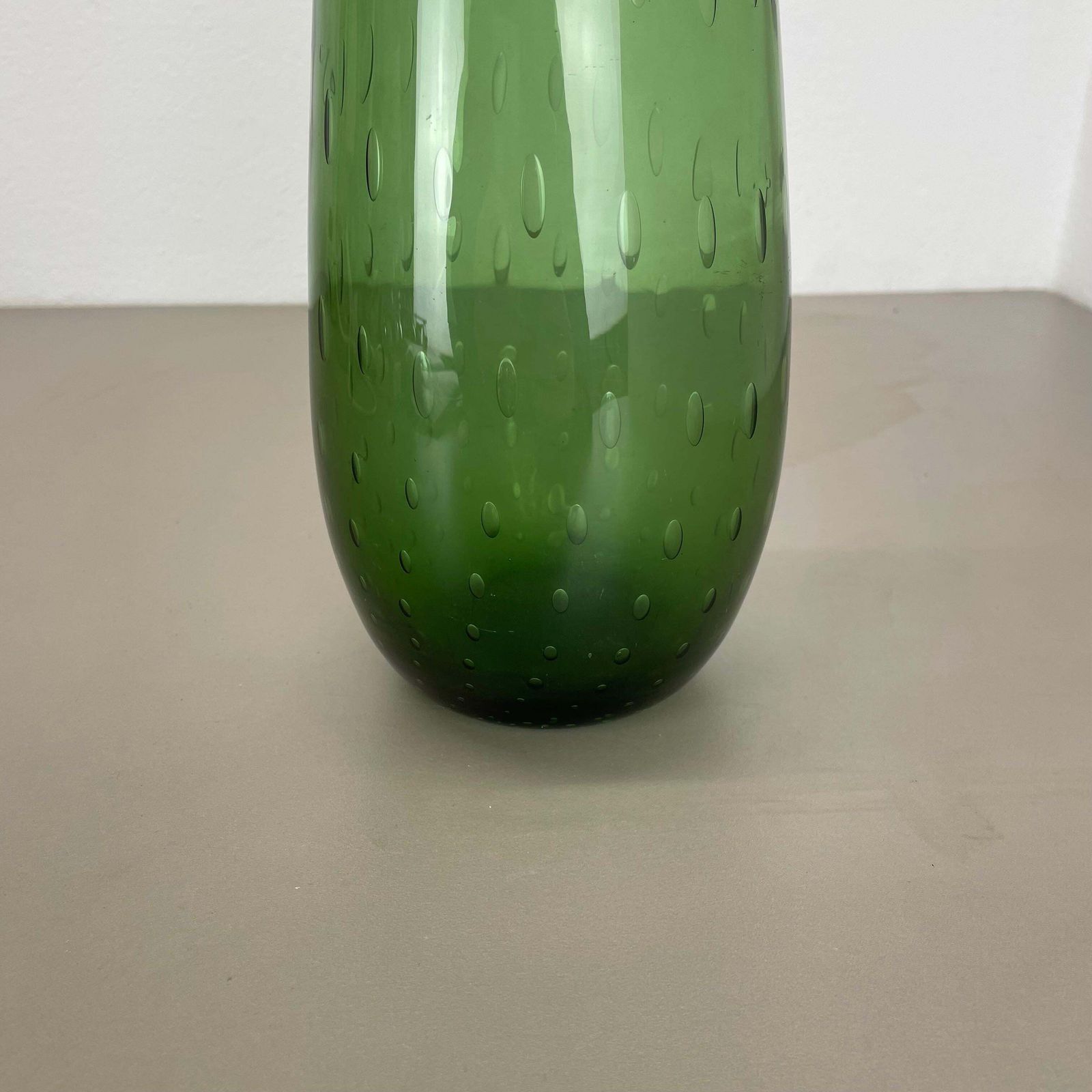 photo furniture Large 33cm Murano Glass Bullicante Bubble "Green" Vase Element, Italy, 1970s