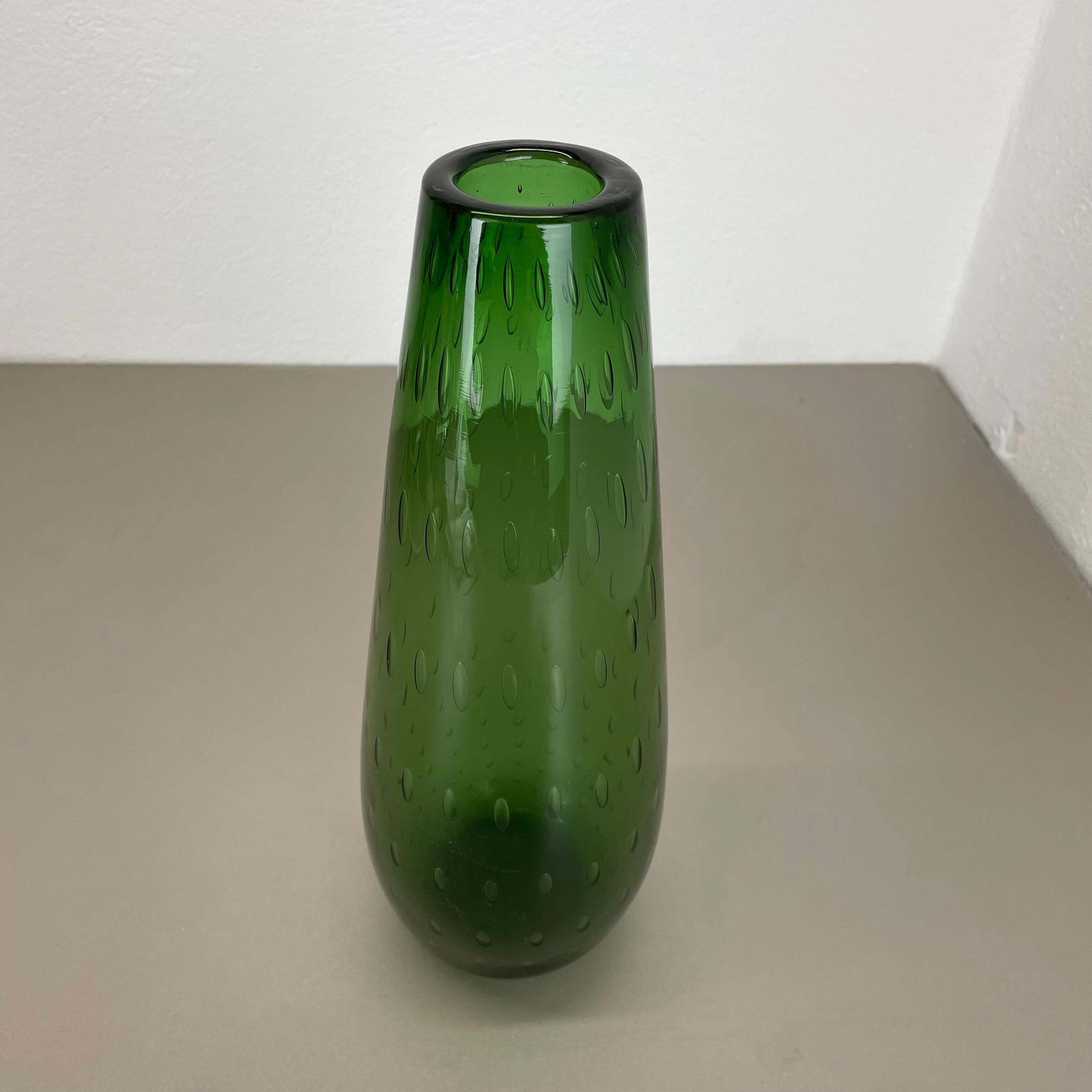 photo buy Large 33cm Murano Glass Bullicante Bubble "Green" Vase Element, Italy, 1970s