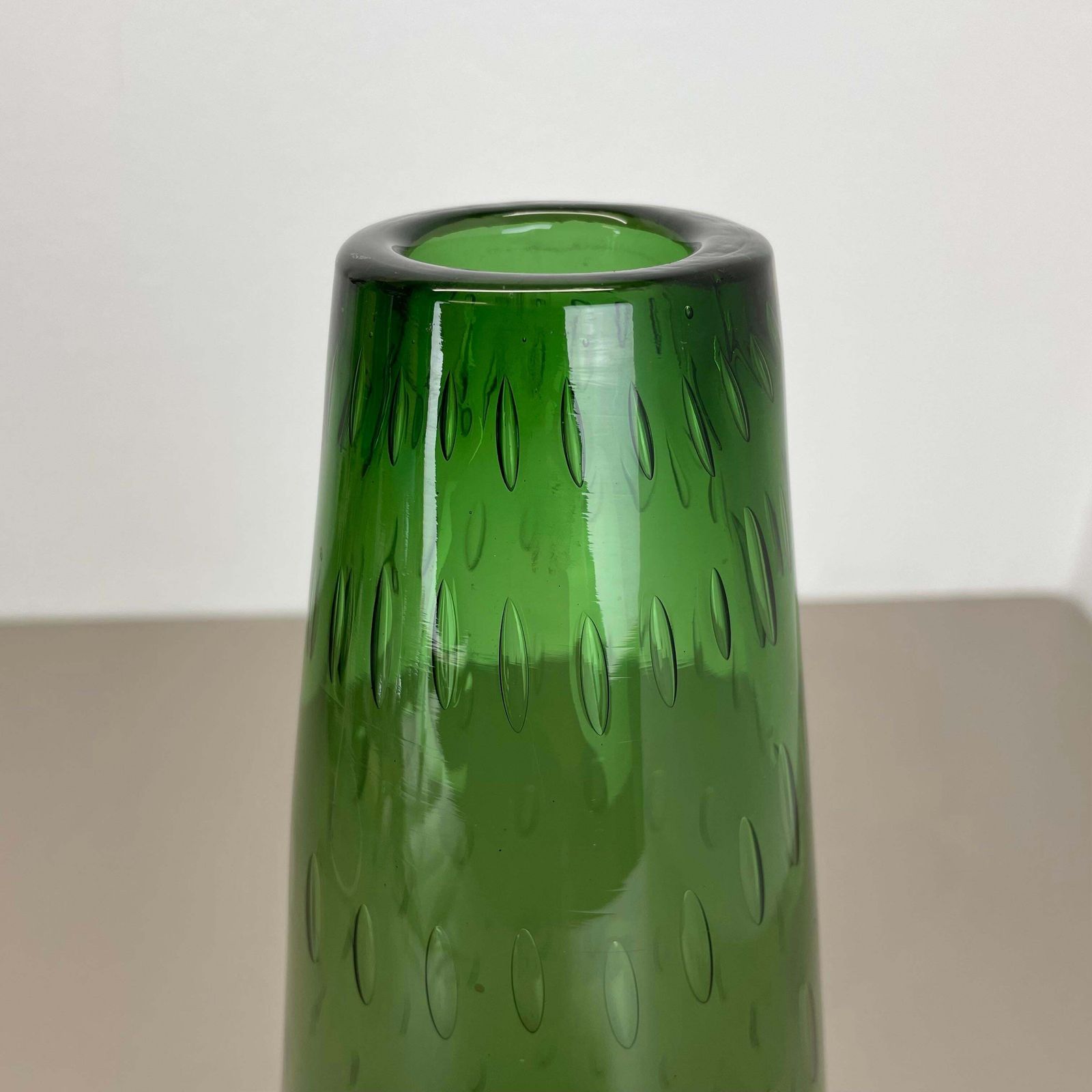 photo vintage Large 33cm Murano Glass Bullicante Bubble "Green" Vase Element, Italy, 1970s