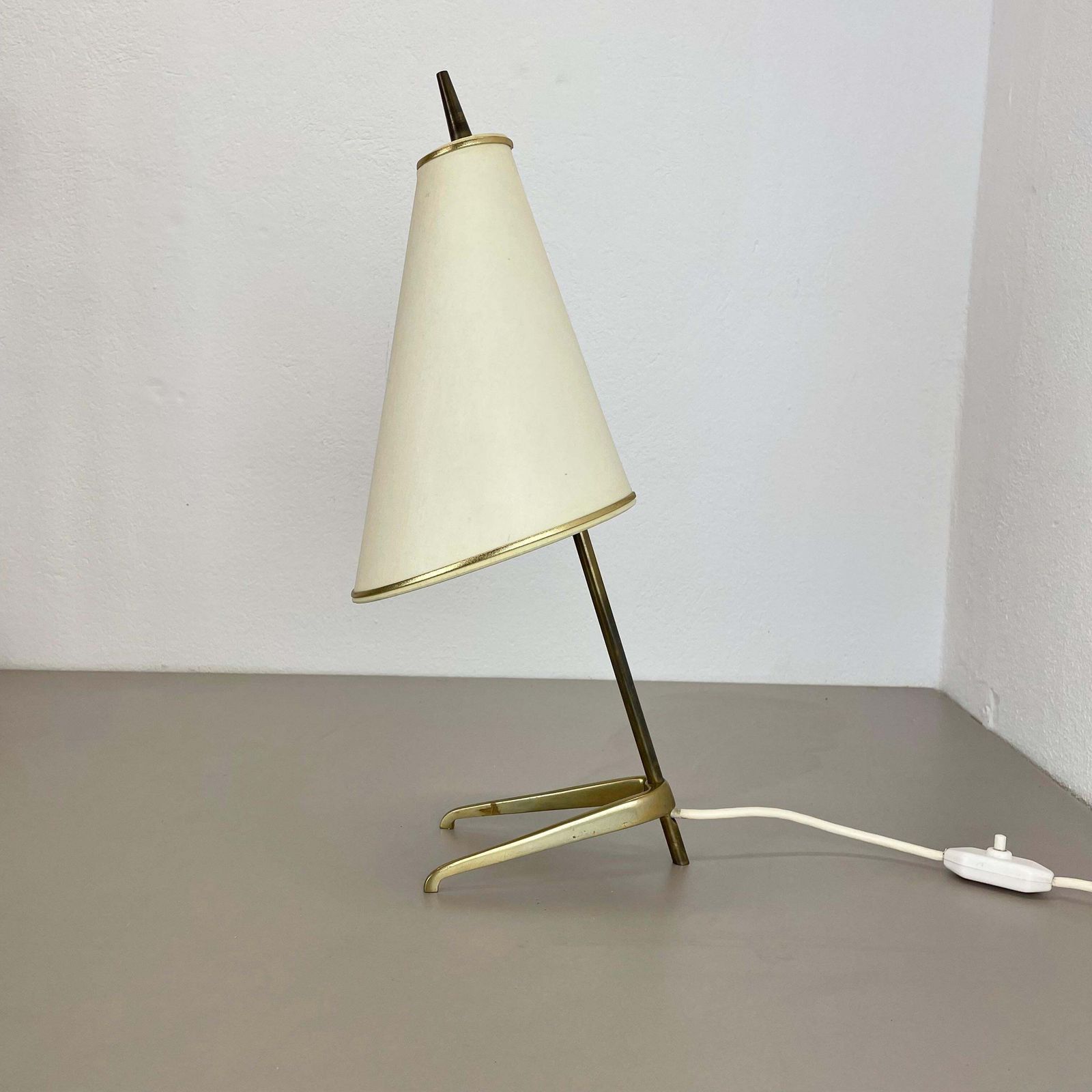 photo for sale Set Of 2 Midcentury Modern Brass Table Light By J.T Kalmar Attrib., Austria 1950
