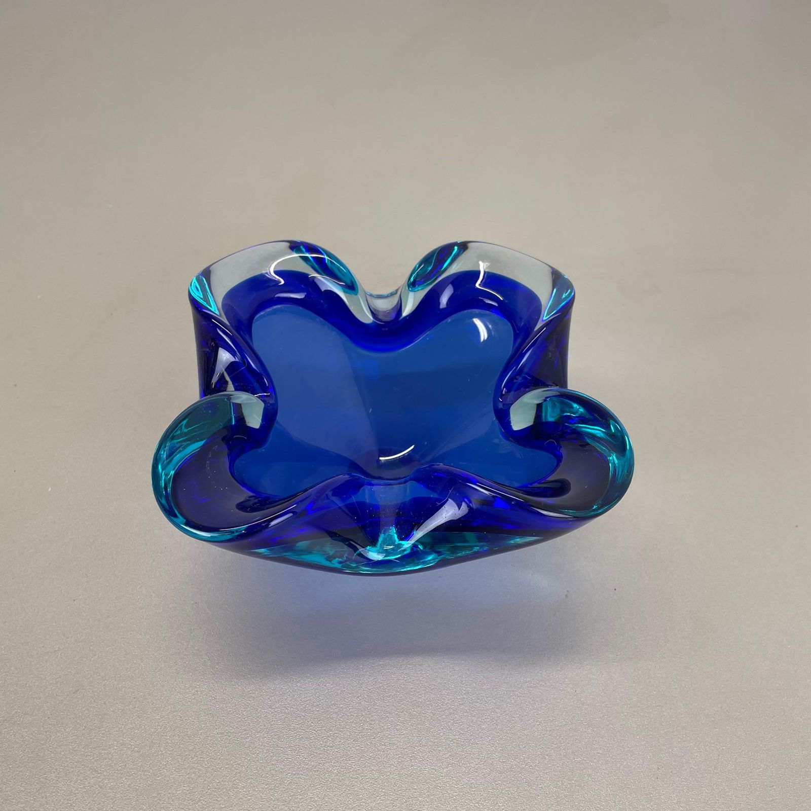 Unique Large Blue Murano Glass Multicolor Bowl Element Shell Italy, 1970 photo vinterior