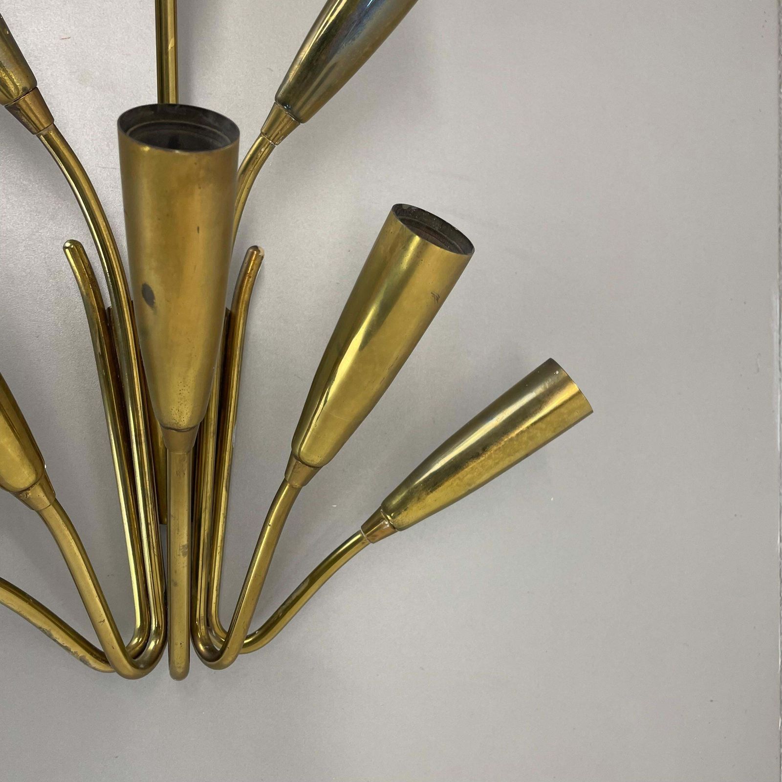 Rare Minimalist 39cm Brass Stilnovo Style Theatre Wall Light Sconce, Italy 1950s photo 1681.0