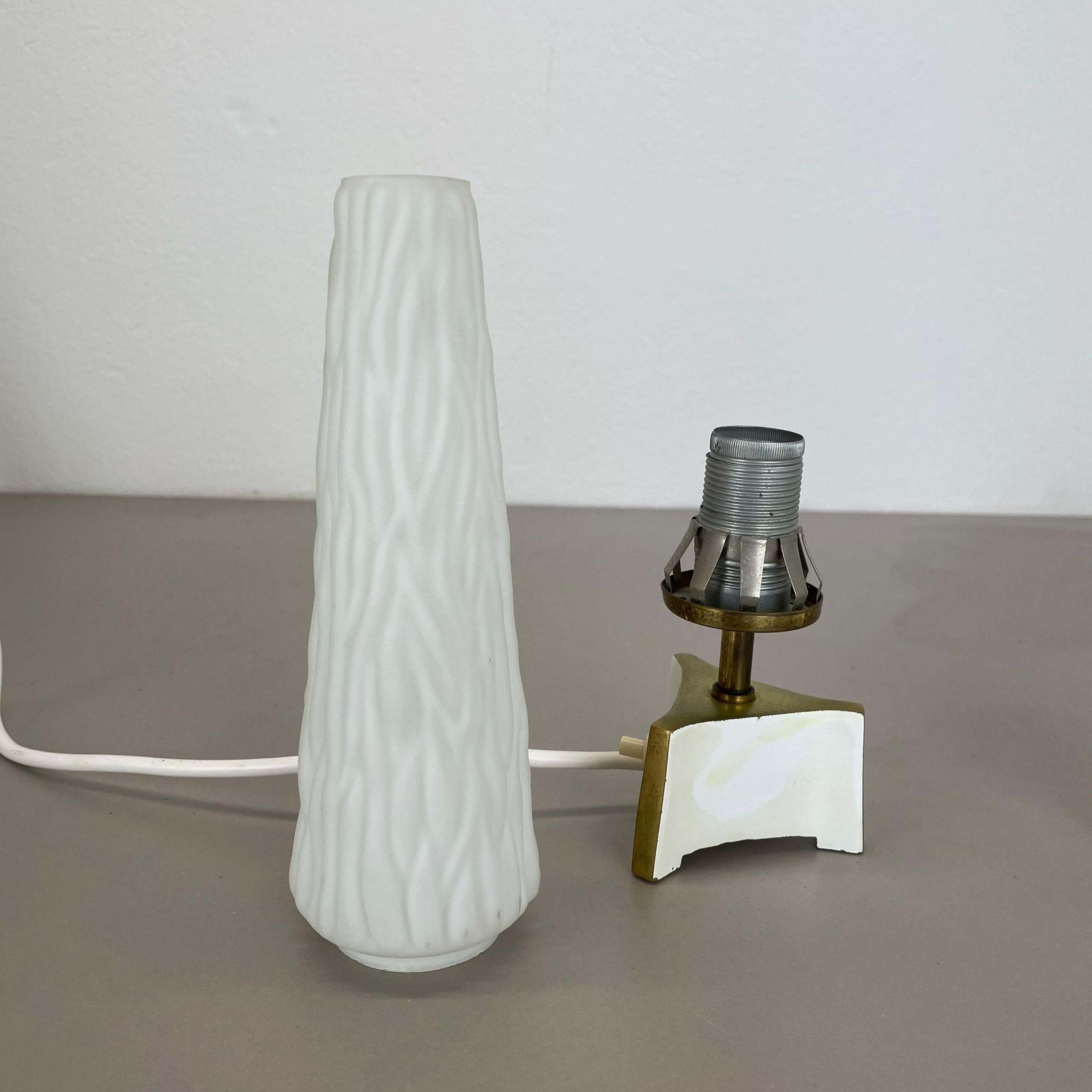 Lighting Set Of 2 Stilnovo Sarfatti Style "Cone" Glass And Brass Table Light, Italy 1950s photo