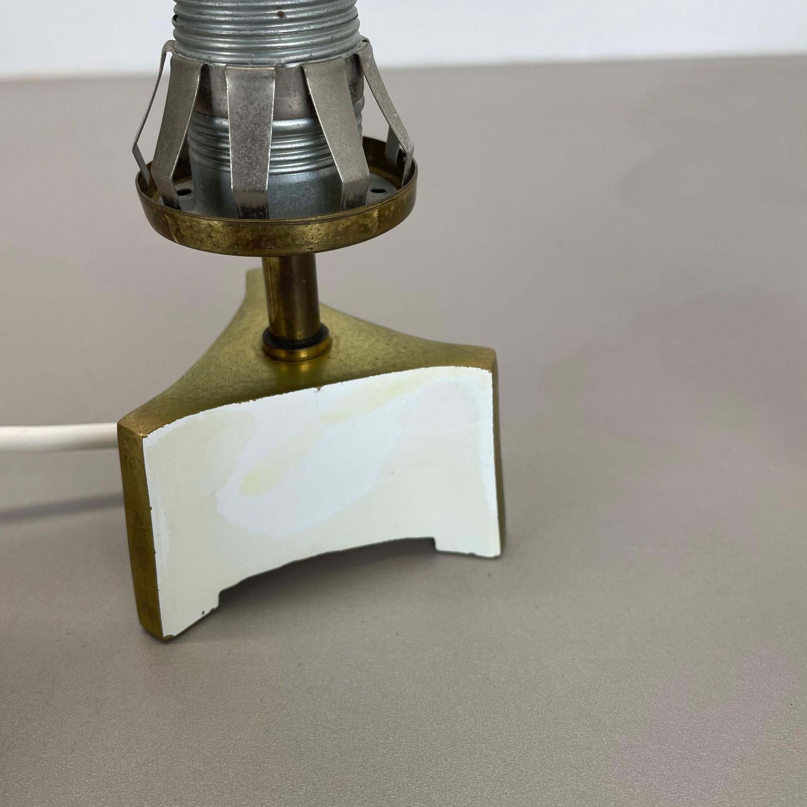photo buy Set Of 2 Stilnovo Sarfatti Style "Cone" Glass And Brass Table Light, Italy 1950s