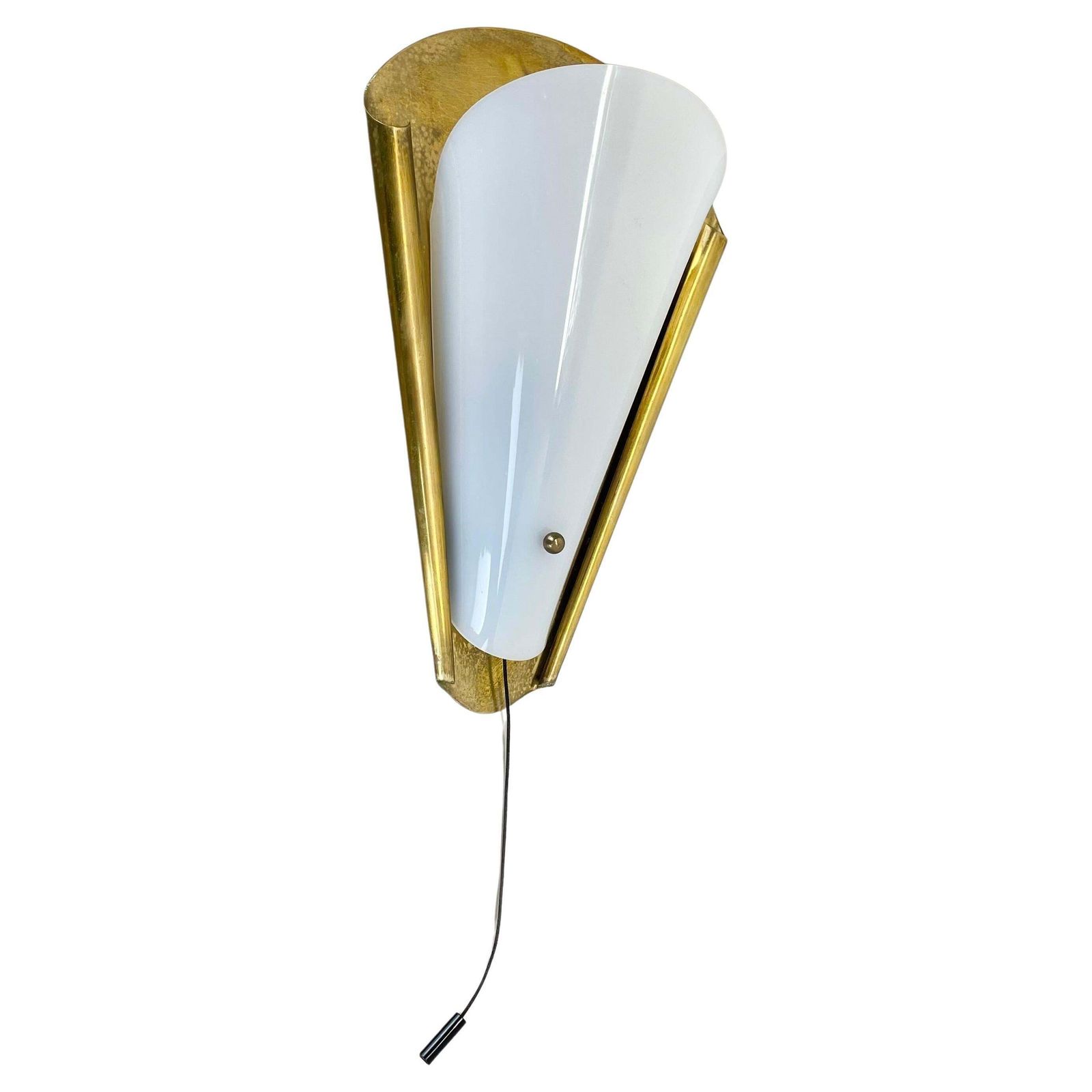 Rare Minimalist Brass And Plexiglass Stilnovo Style Wall Light, Italy 1950s