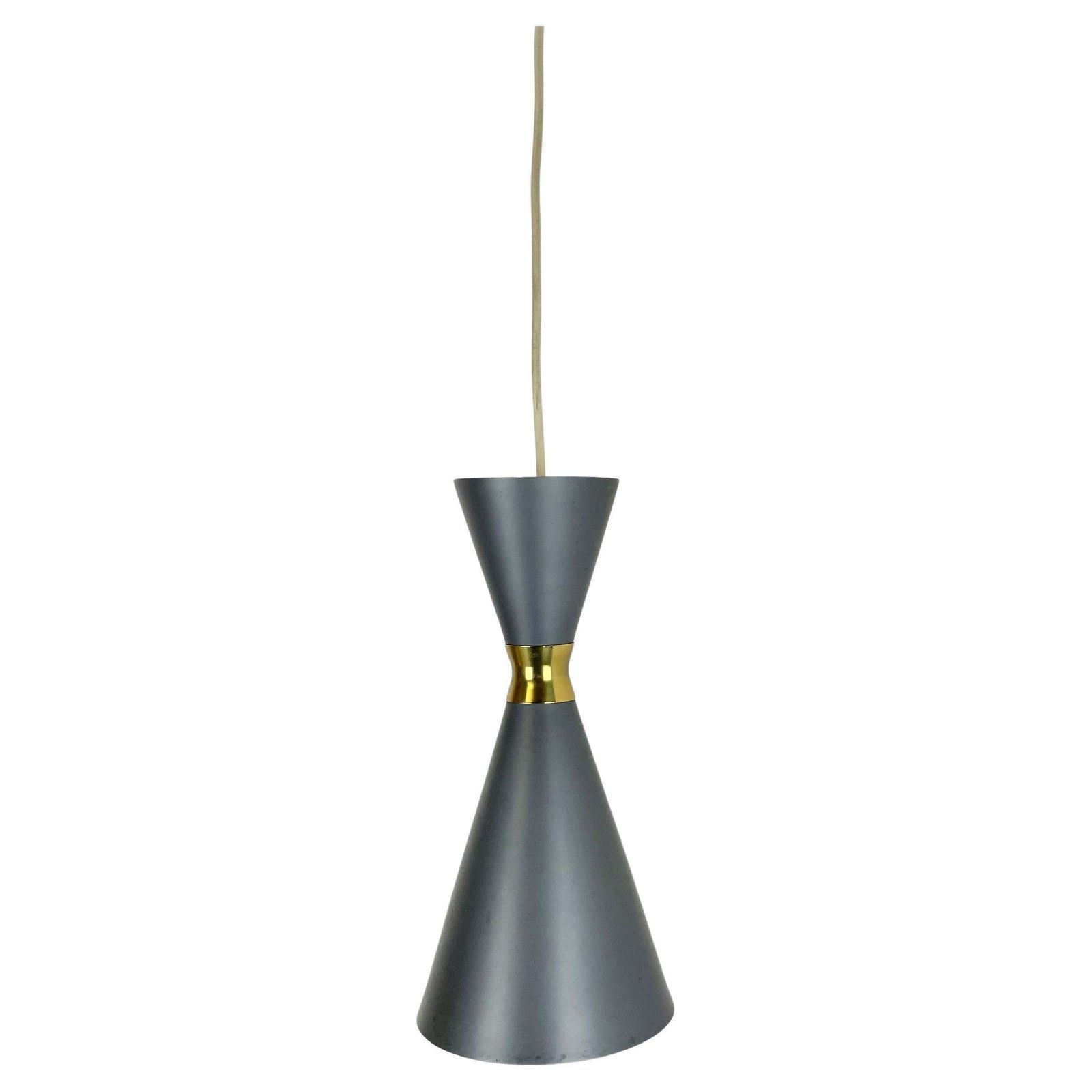 Diabolo Stilnovo Style Grey Metal Hanging Light By Bag Turgi, Switzerland 1950