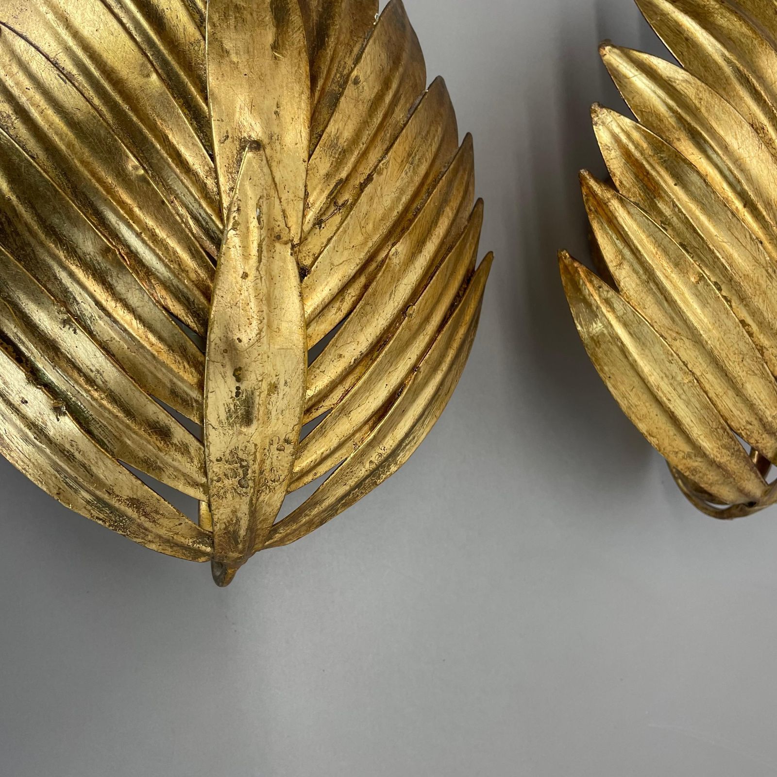 Set Of 2 Hans Kögl Style Golden Florentiner Leaf Wall Light Sconces, Italy, 1980 photo 1151.0