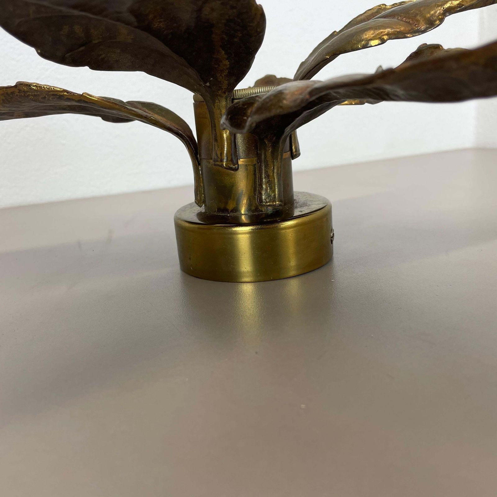 photo buy Floral Brutalist Brass Metal Wall Ceiling Light By Willy Daro Belgium, 1970s No1