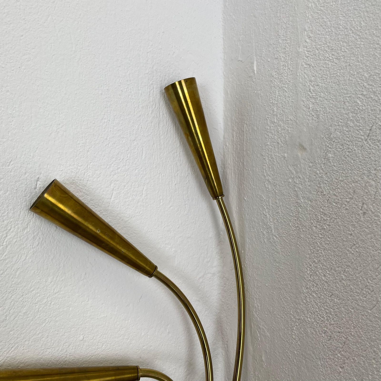 Rare Minimalist 53cm Brass Stilnovo Style Theatre Wall Light Sconce, Italy 1950s photo buy