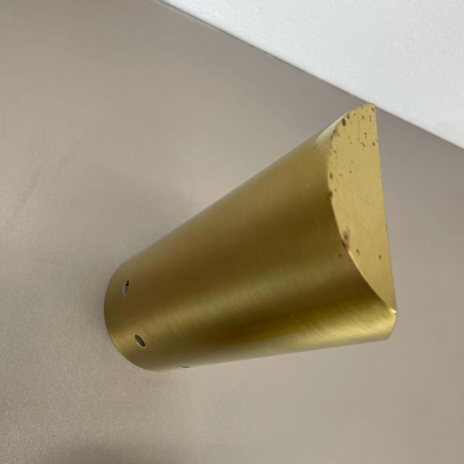 photo vintage Set Of Four Minimalist Brass "Tube" Wall Ceiling Light Sconces, Italy 1970s