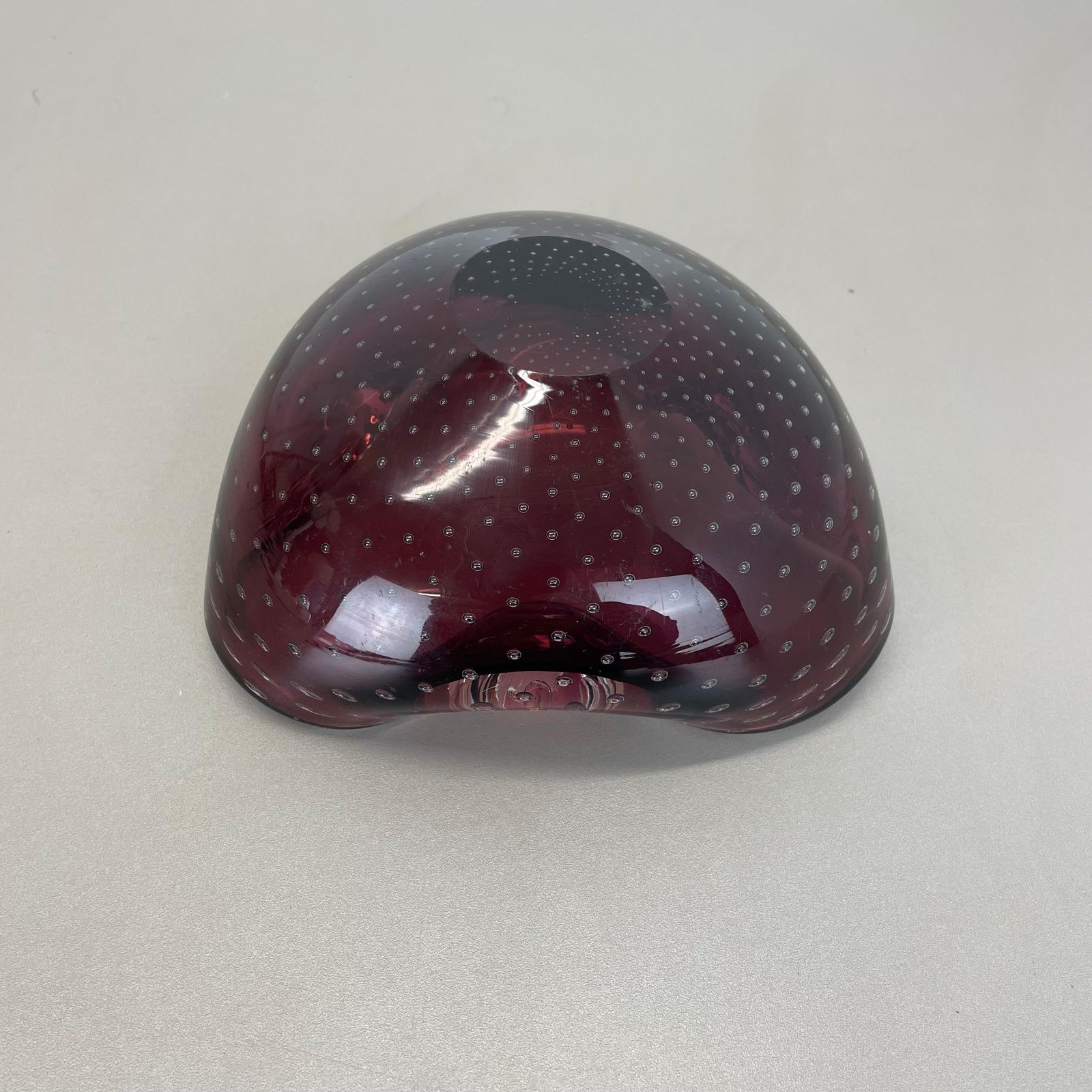 photo vintage Large 1.3kg Murano Glass Bullicante Purple Bubble Bowl Element Shell Italy, 1970