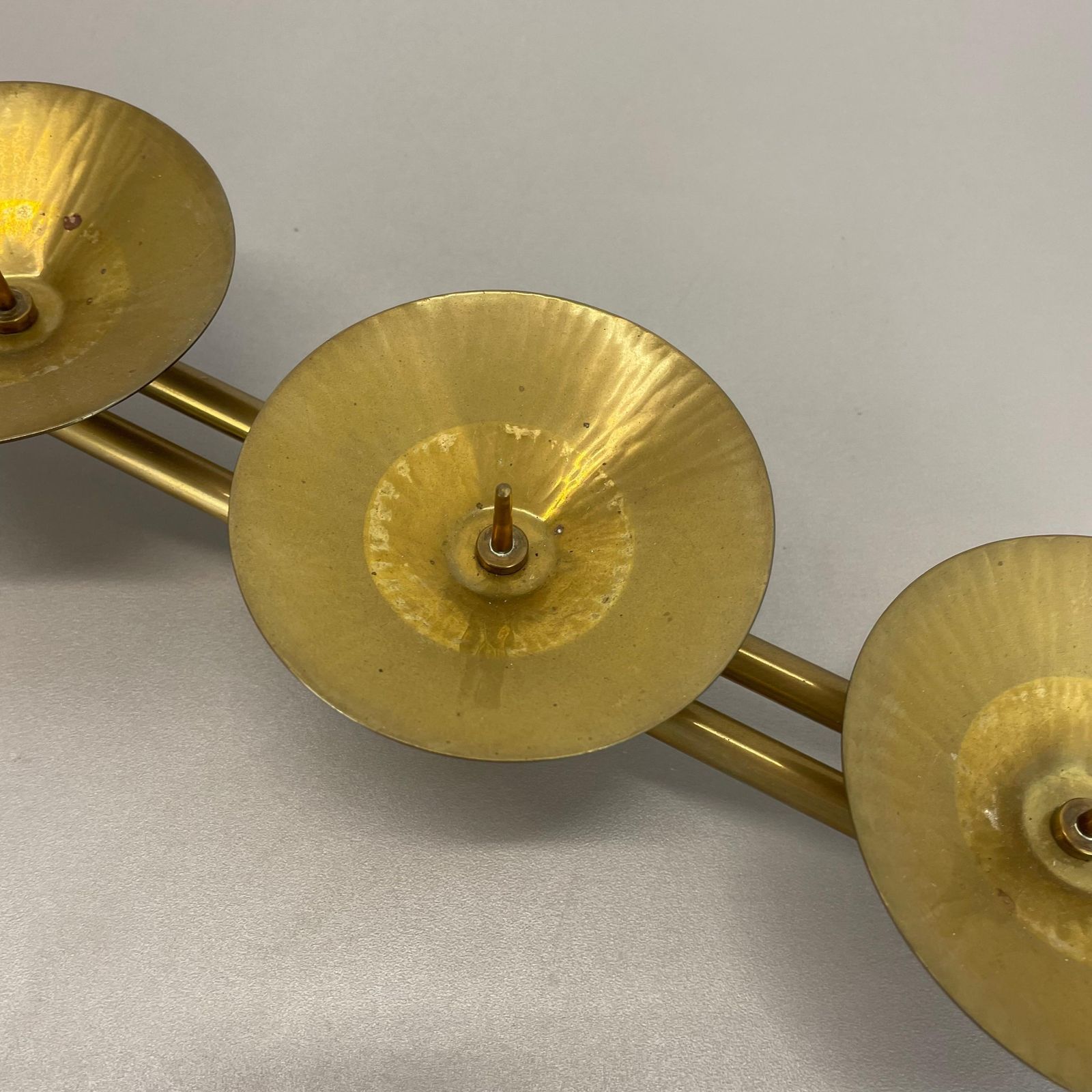 photo for sale 43cm Modernist Auböck Style Brutalist Brass Metal Candleholder, Austria 1950s