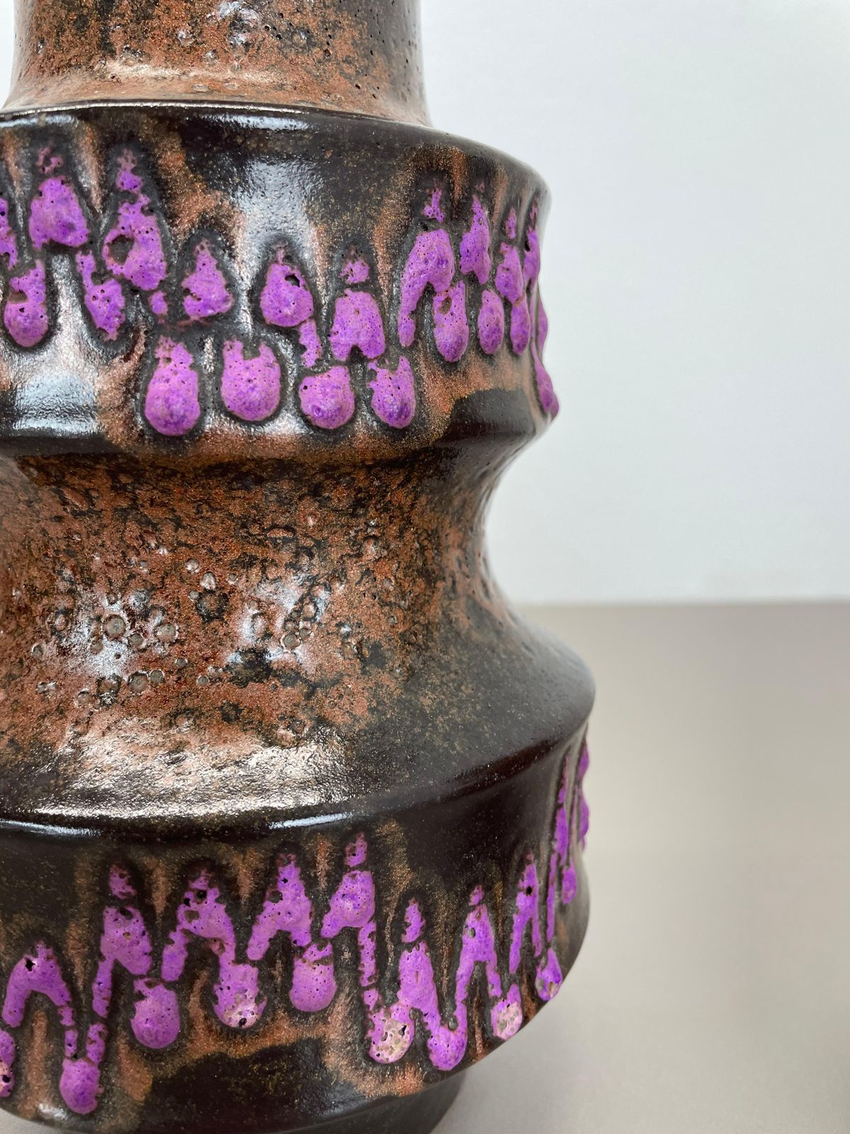 Set Of Two Wgp "Pink Orange" Ceramic Fat Lava Vases By Scheurich, Germany, 1970s photo vintage