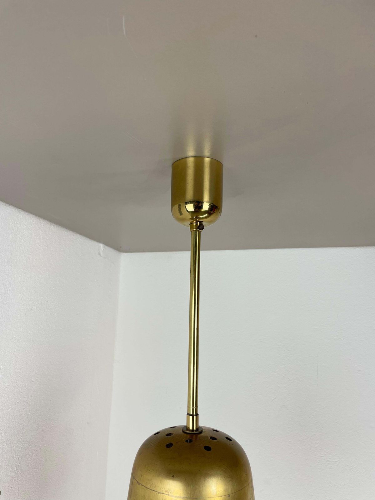 Unique  Midcentury Stilnovo Style Brass And Metal Tube Hanging Light, Italy 1950 photo Lighting