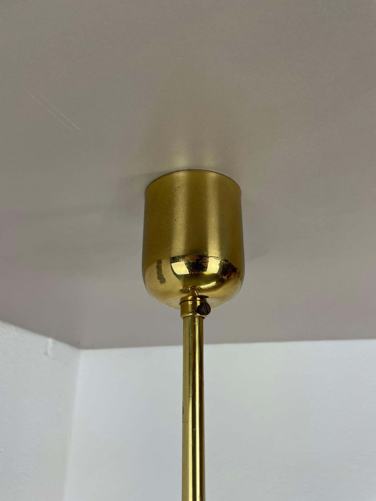 photo furniture Unique  Midcentury Stilnovo Style Brass And Metal Tube Hanging Light, Italy 1950