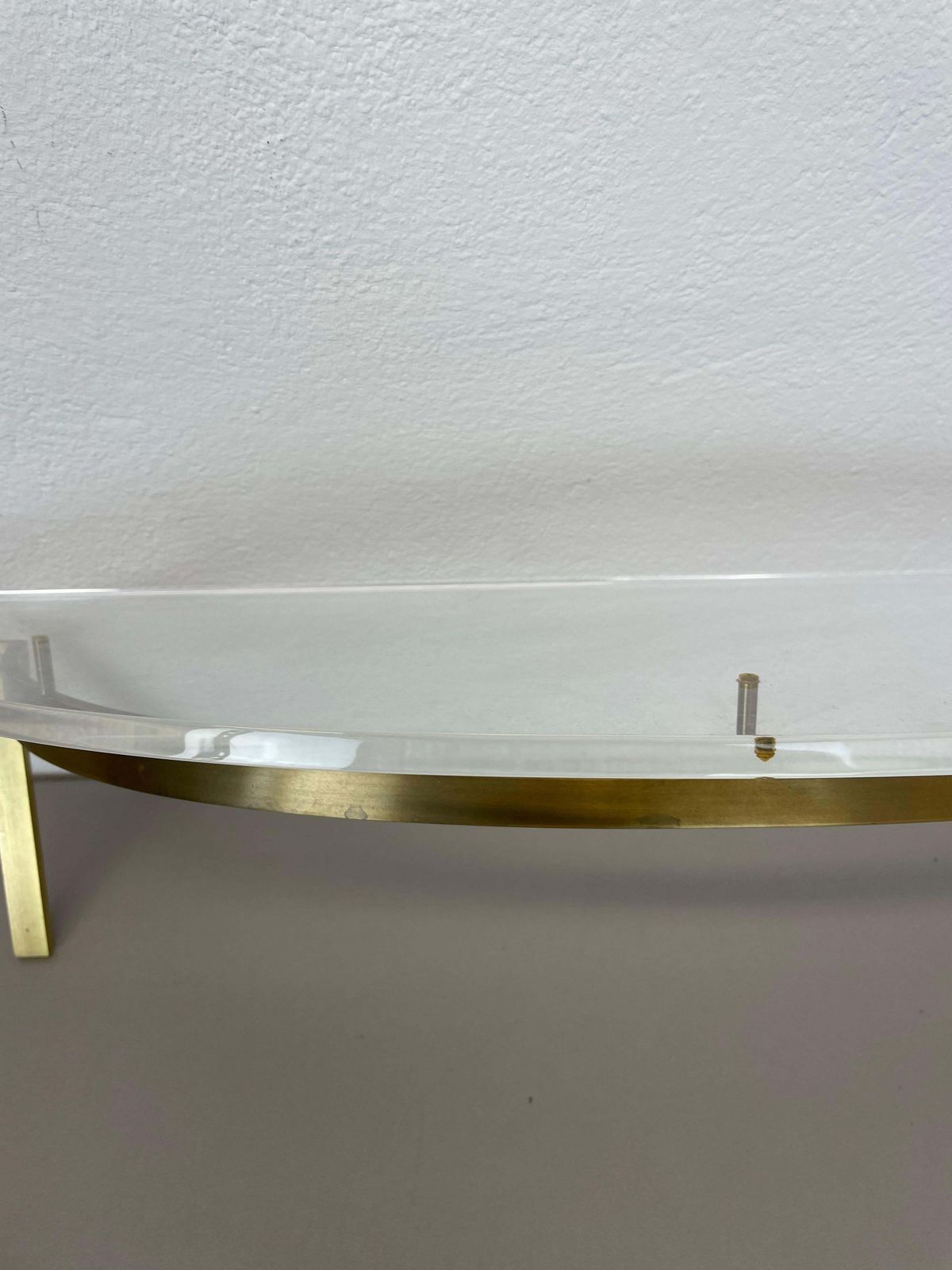 photo for sale 60cm Hollywood Regency Solid Brass And Acryl Glass Wall Board Unit, Italy 1970s
