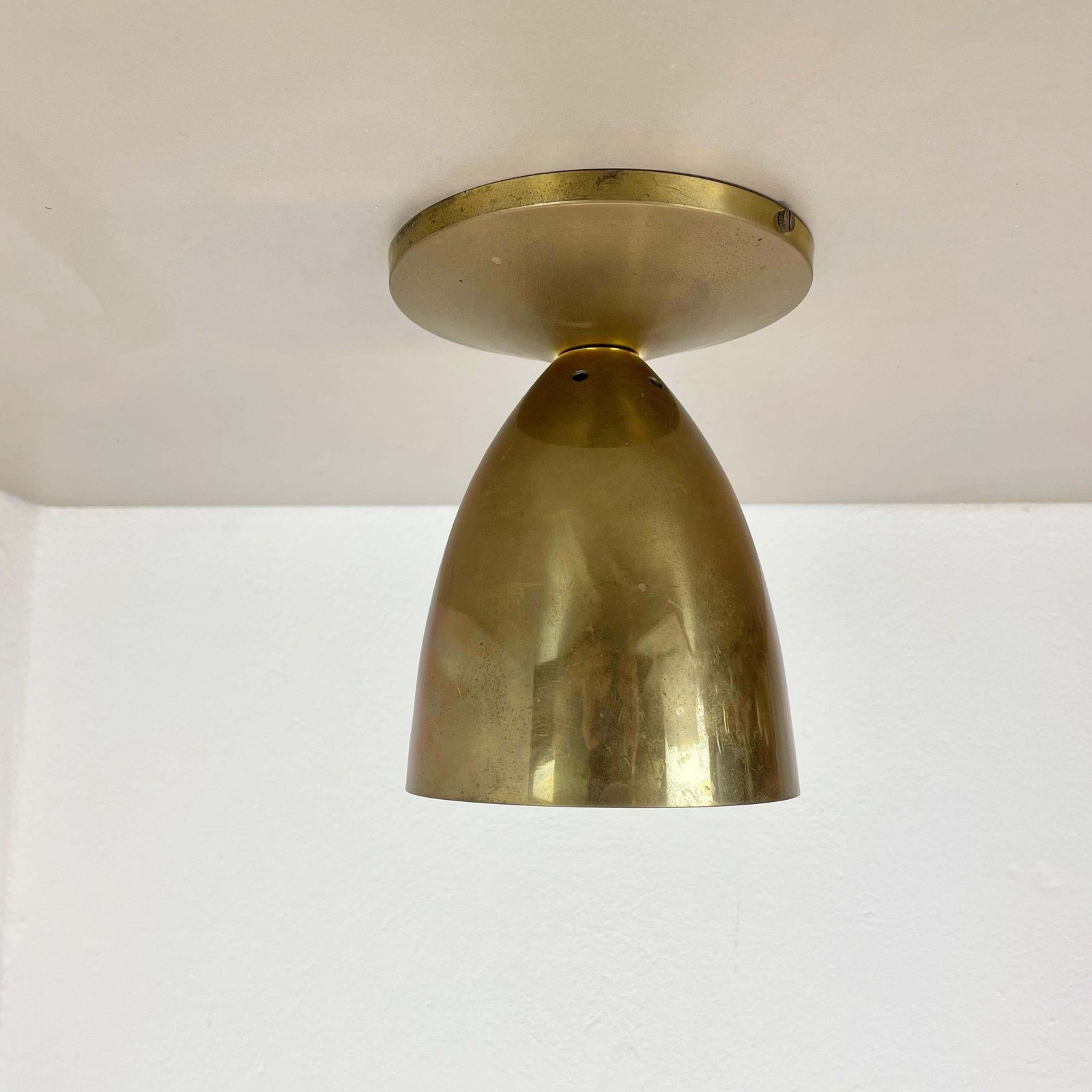 Unique Brass Spot Gino Sarfatti Style Ceiling Light Flushmount Italy 1950s photo for sale