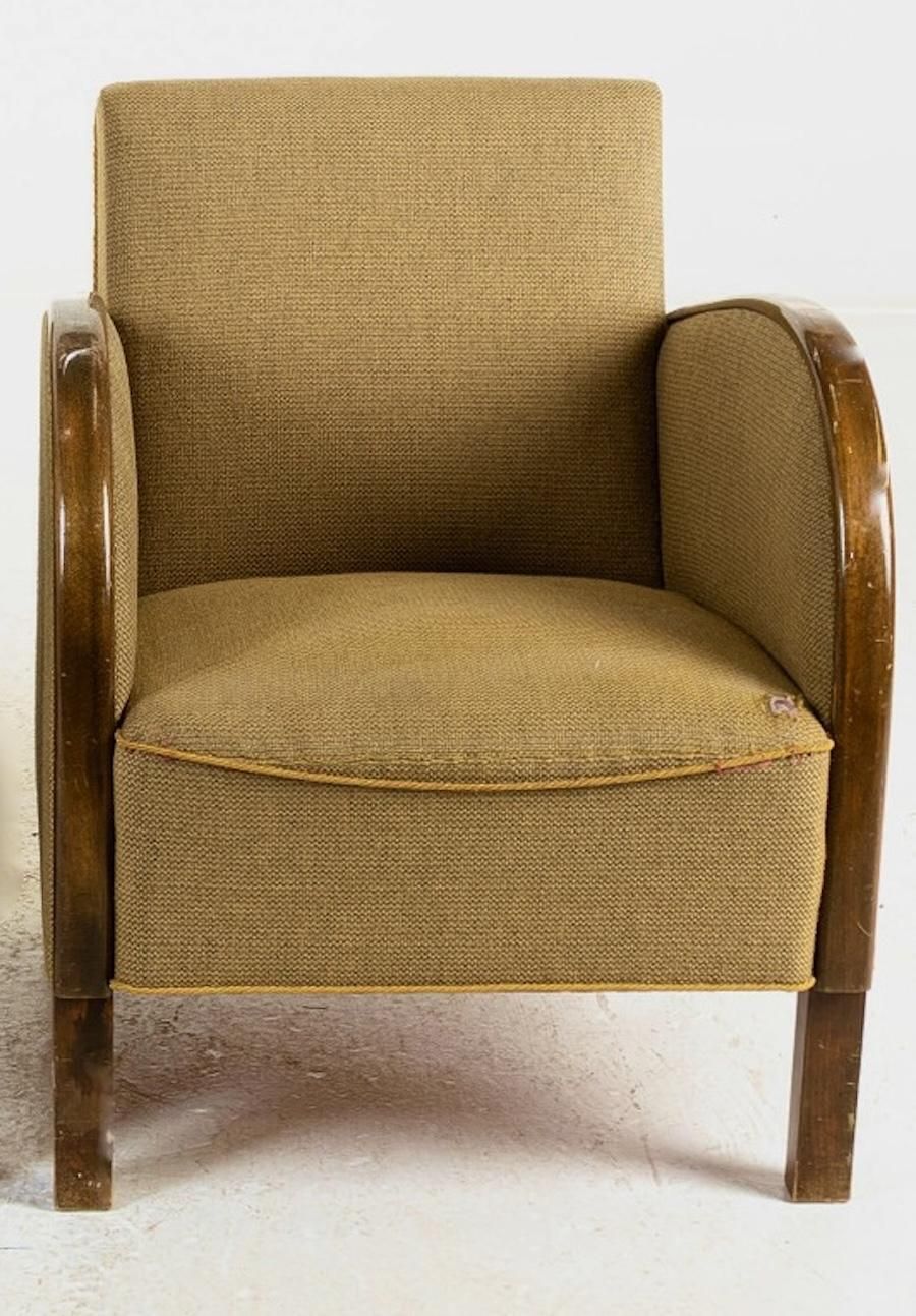 Art Deco Armchairs Early 20th Century Swedish Antique Golden Birch Bentwood Arms photo Furniture