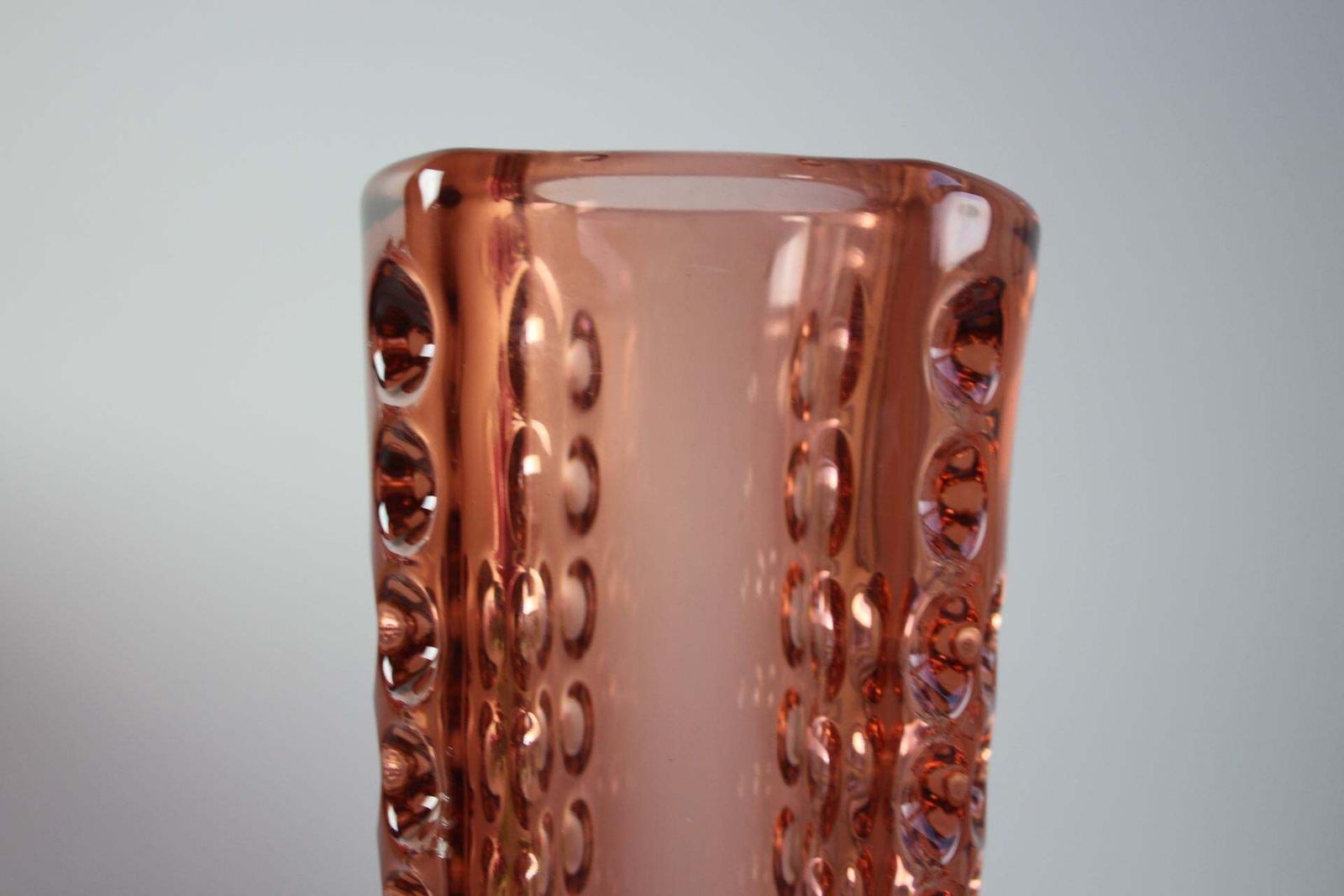 Mid Century Pink Pressed Glass Vase By Rudolf Jurnikl, Czechoslovakia, 1960 photo vintage