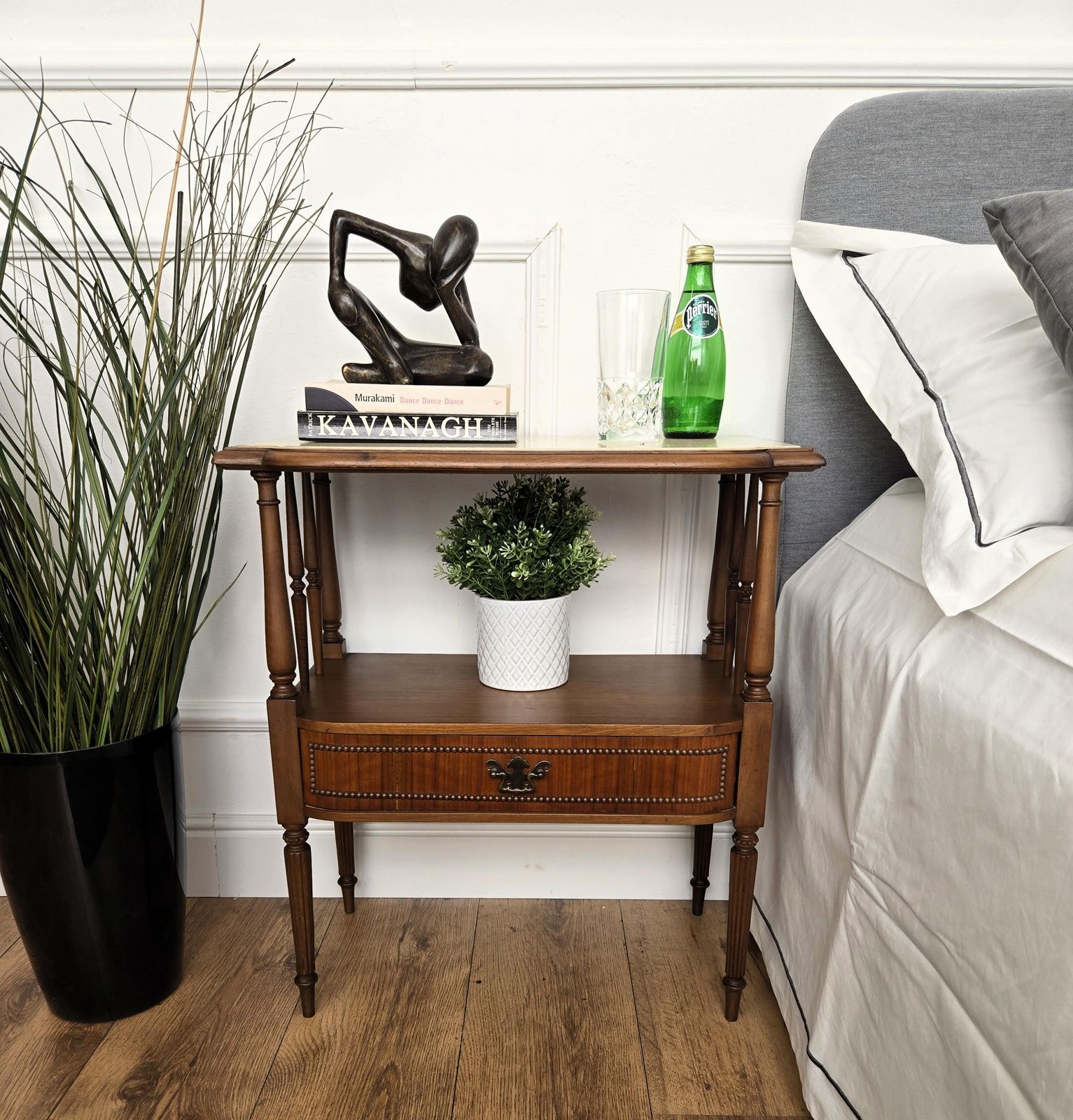 Pair Of Italian Wood Marble Mid Century Modern Night Stands Bed Side Tables photo for sale