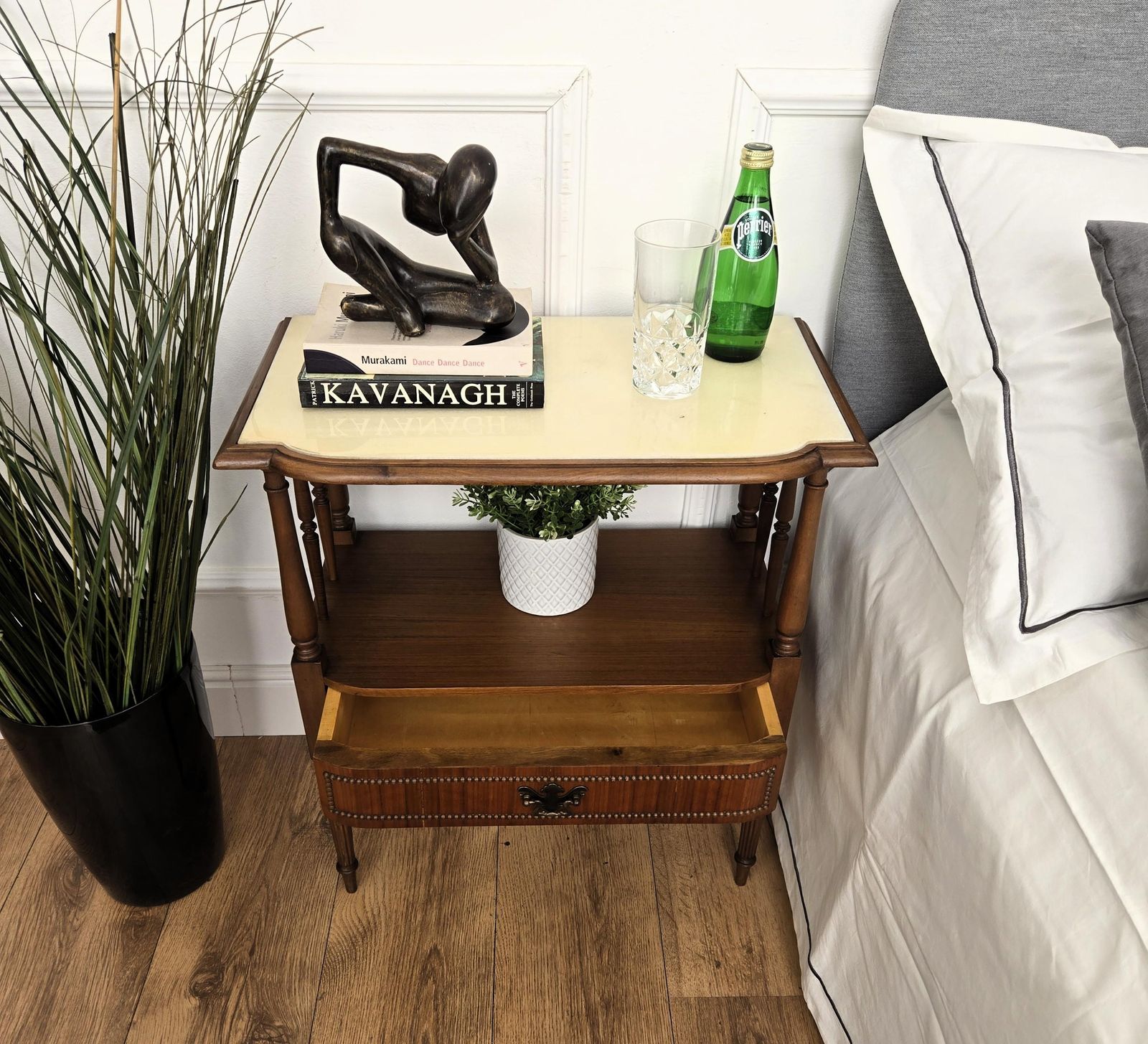 Pair Of Italian Wood Marble Mid Century Modern Night Stands Bed Side Tables photo Furniture