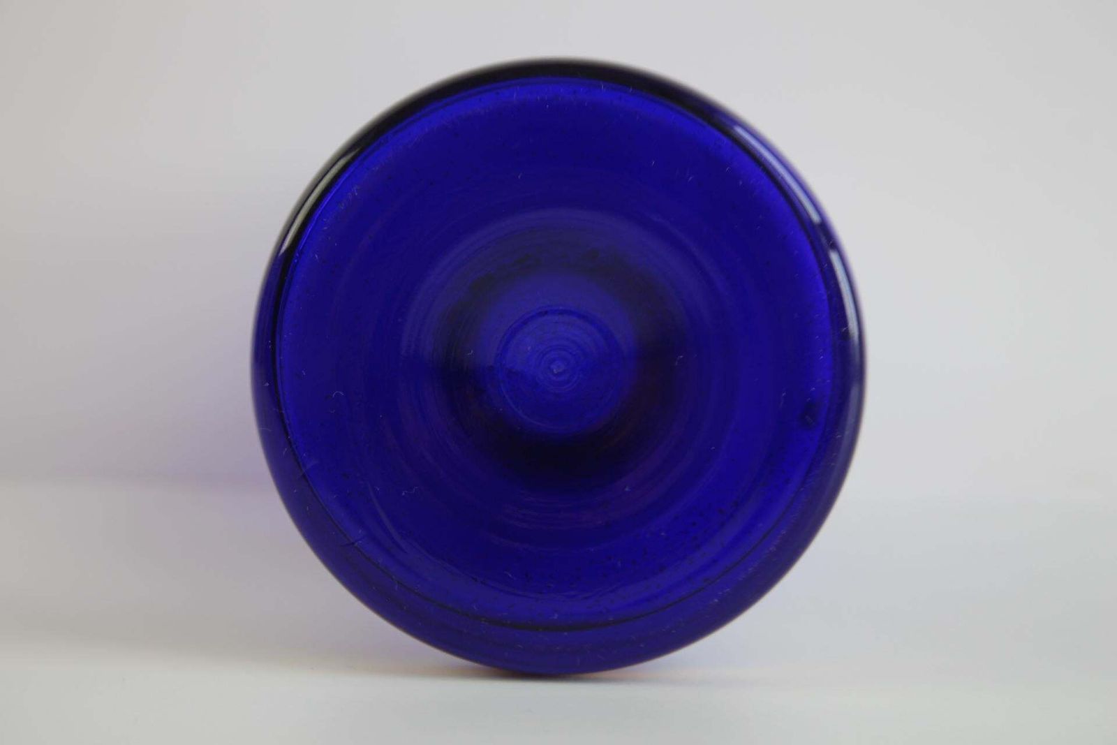 Bohemian Crystal Cobalt Blue Vase With Hand Painted Floral And Gold Details photo vintage