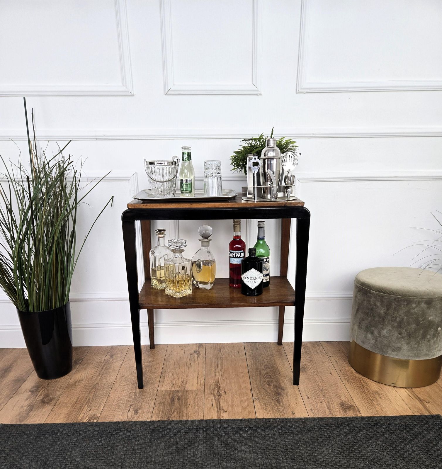 Italian 1940s Art Deco Midcentury Wooden Bar Side Cocktail Table photo furniture
