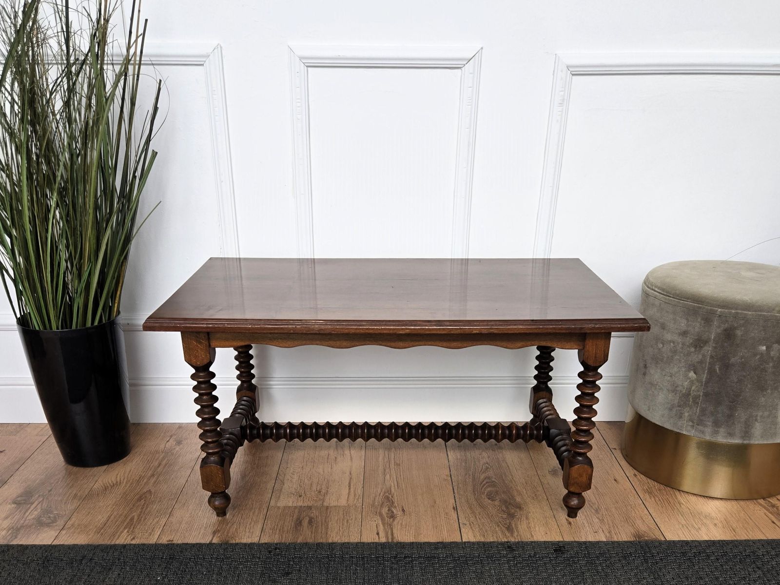 Antique Italian Walnut Side Coffee Table With Bobbin Turned Legs photo 1083.0