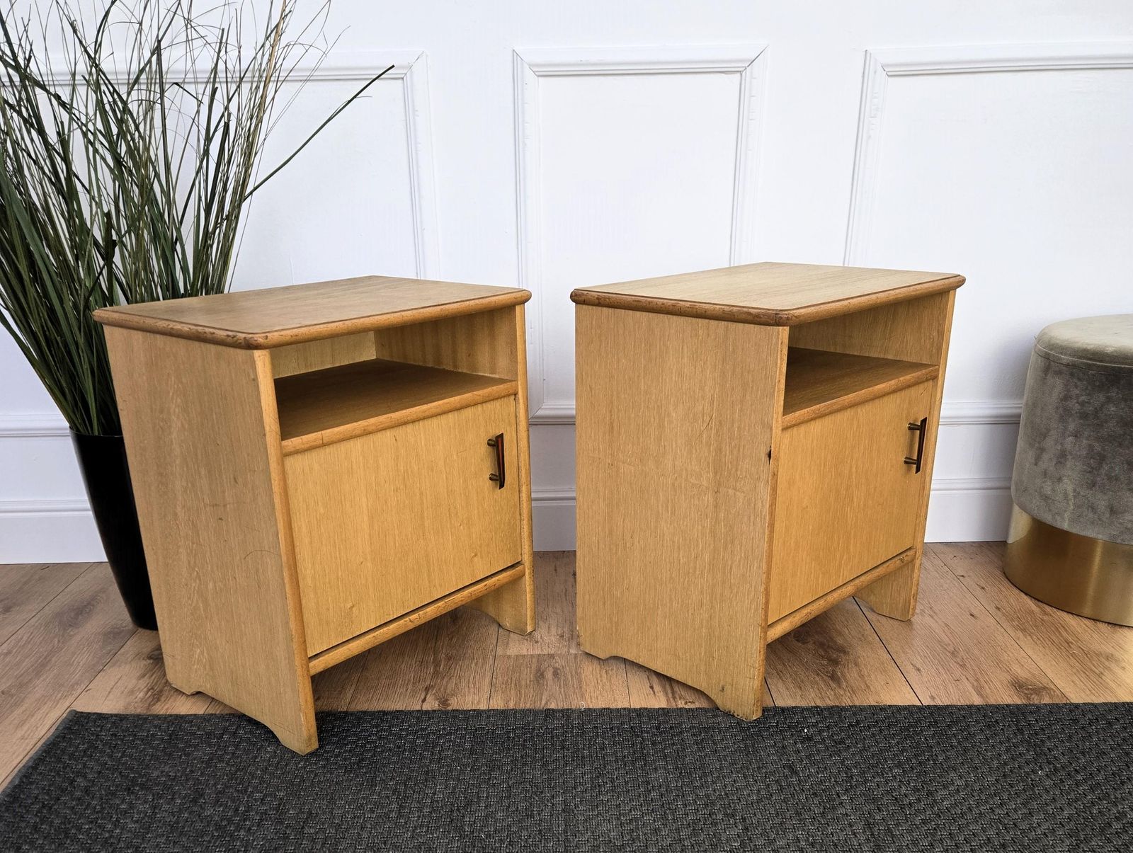 Pair Of Mid Century Modern Italian Wood Night Stands Bed Side Tables photo vintage