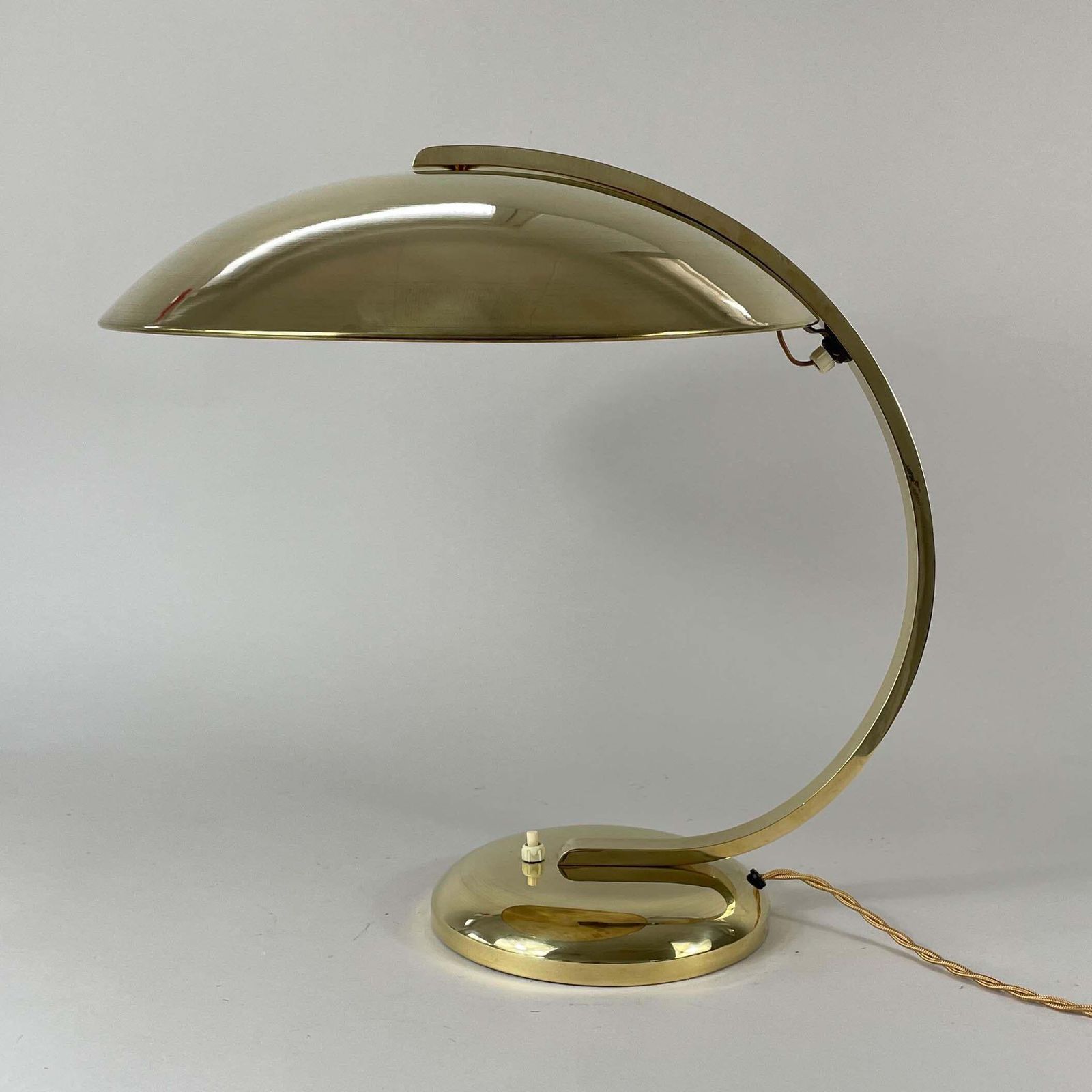 Art Deco Bauhaus Brass Table Lamp Gleibo By Hillebrand, Germany 1930s photo vinterior