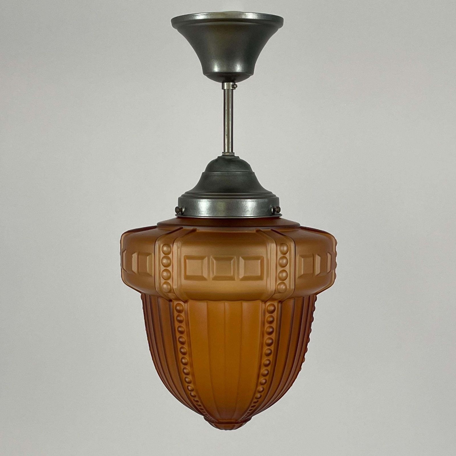 Swedish Grace Havanna Glass & Burnished Brass Pendant, Böhlmarks, 1920s To 1930s photo for sale