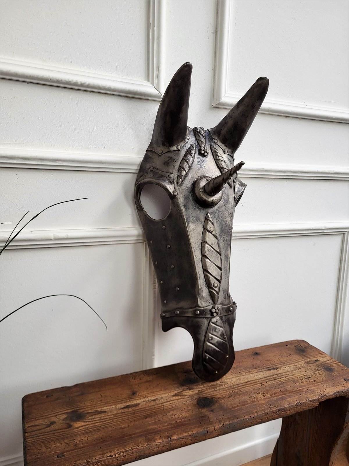 18th Century Italian Wrought Iron Chamfron, Shaffron, Horse Armor Mask photo furniture
