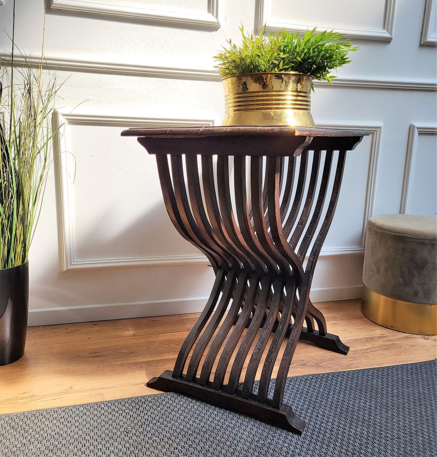 Antique Italian Walnut Savonarola Console Table Or Side Table photo for sale