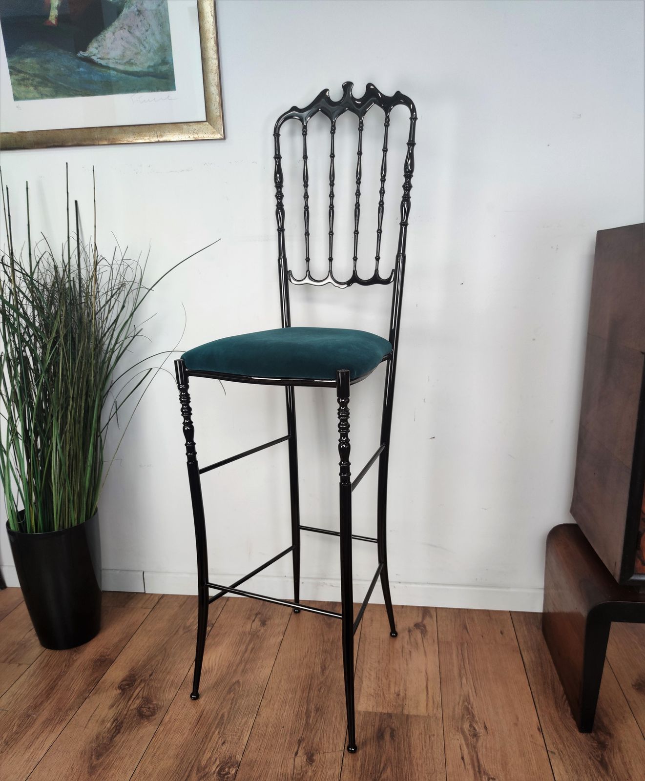 Italian Blackened Brass Chiavari Bar Stool Or Chair photo vinterior