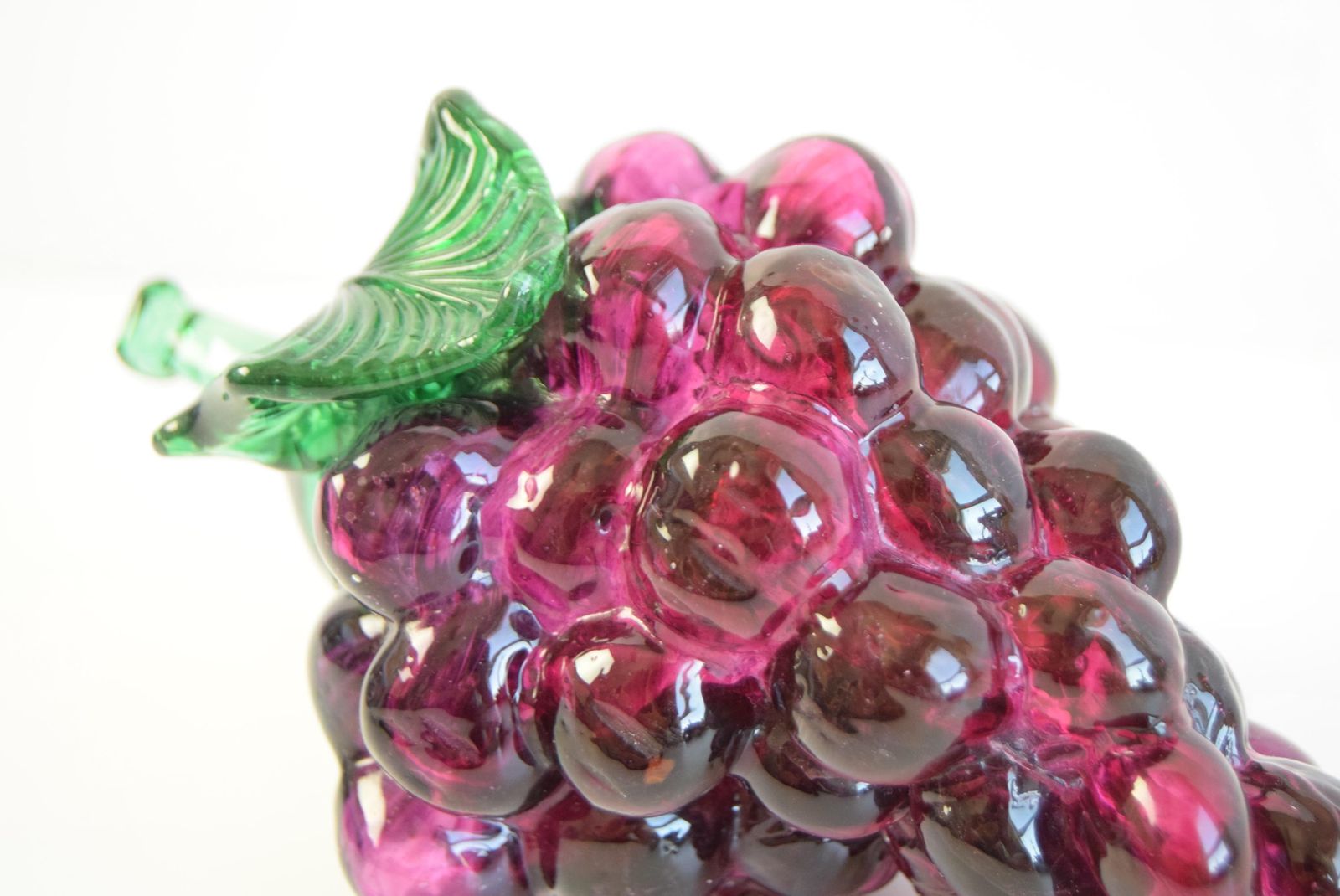 255.0 Vintage Czech Glass Grape Cluster Sculpture, Hand Blown Art Glass, 1970s photo