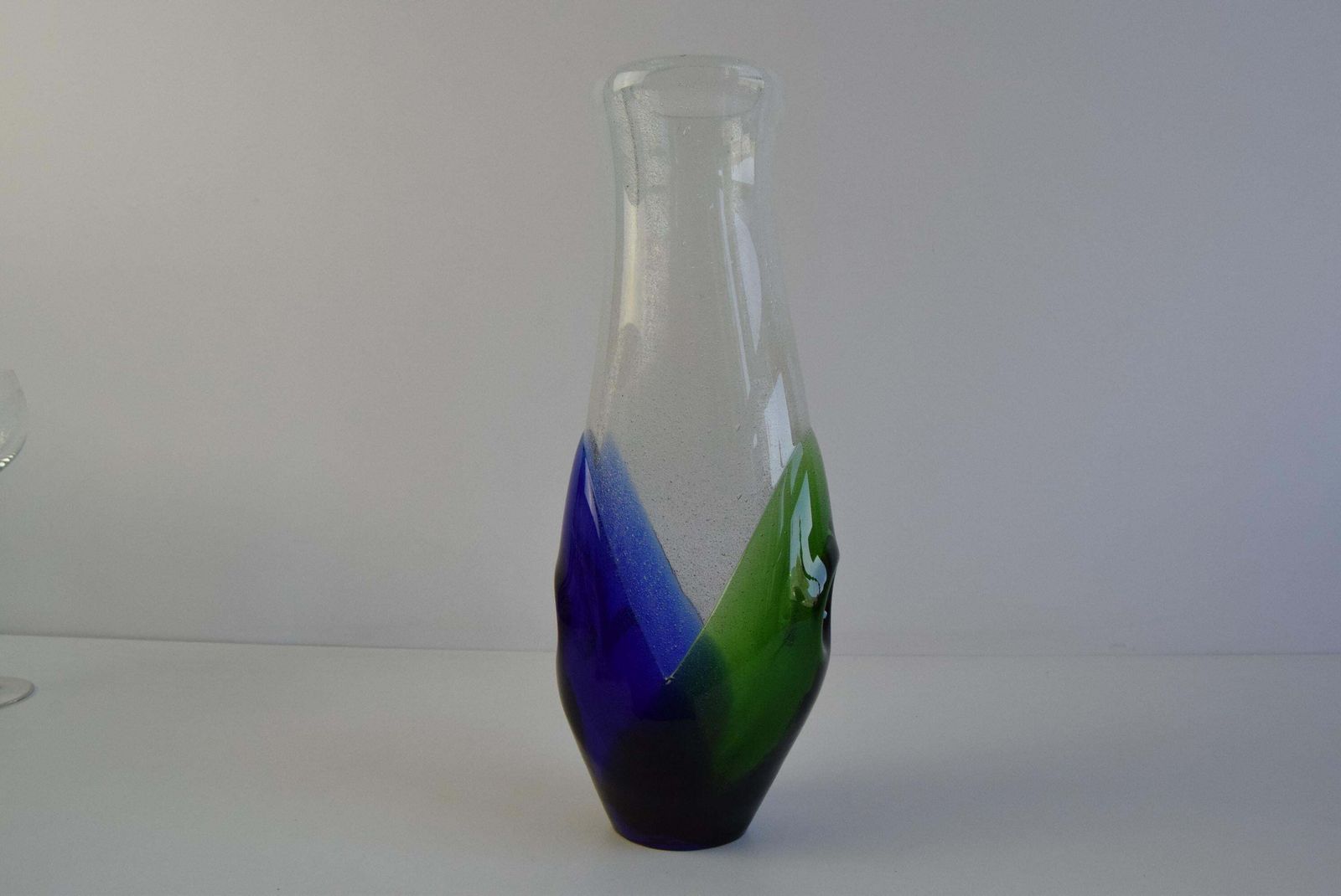 Czech Sommerso Art Glass Vase In Blue And Green photo Home Decor