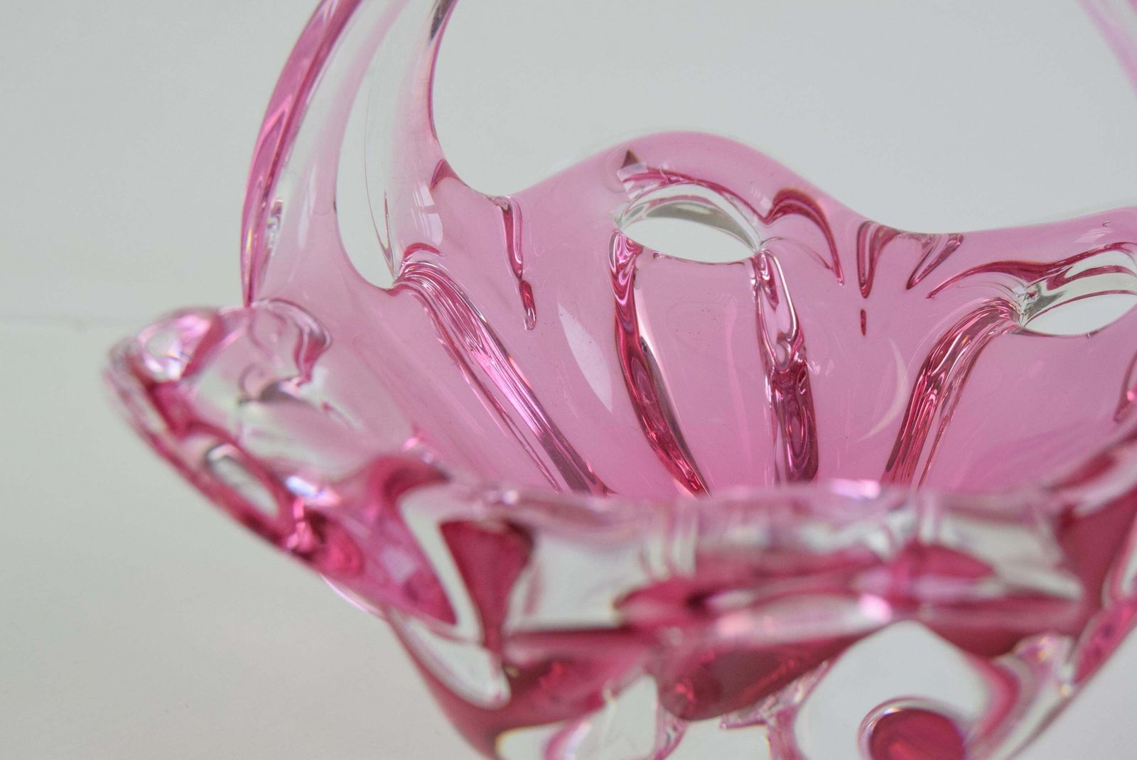 Mid Century Czech Art Glass Basket Bowl By Josef Hospodka photo Home Decor
