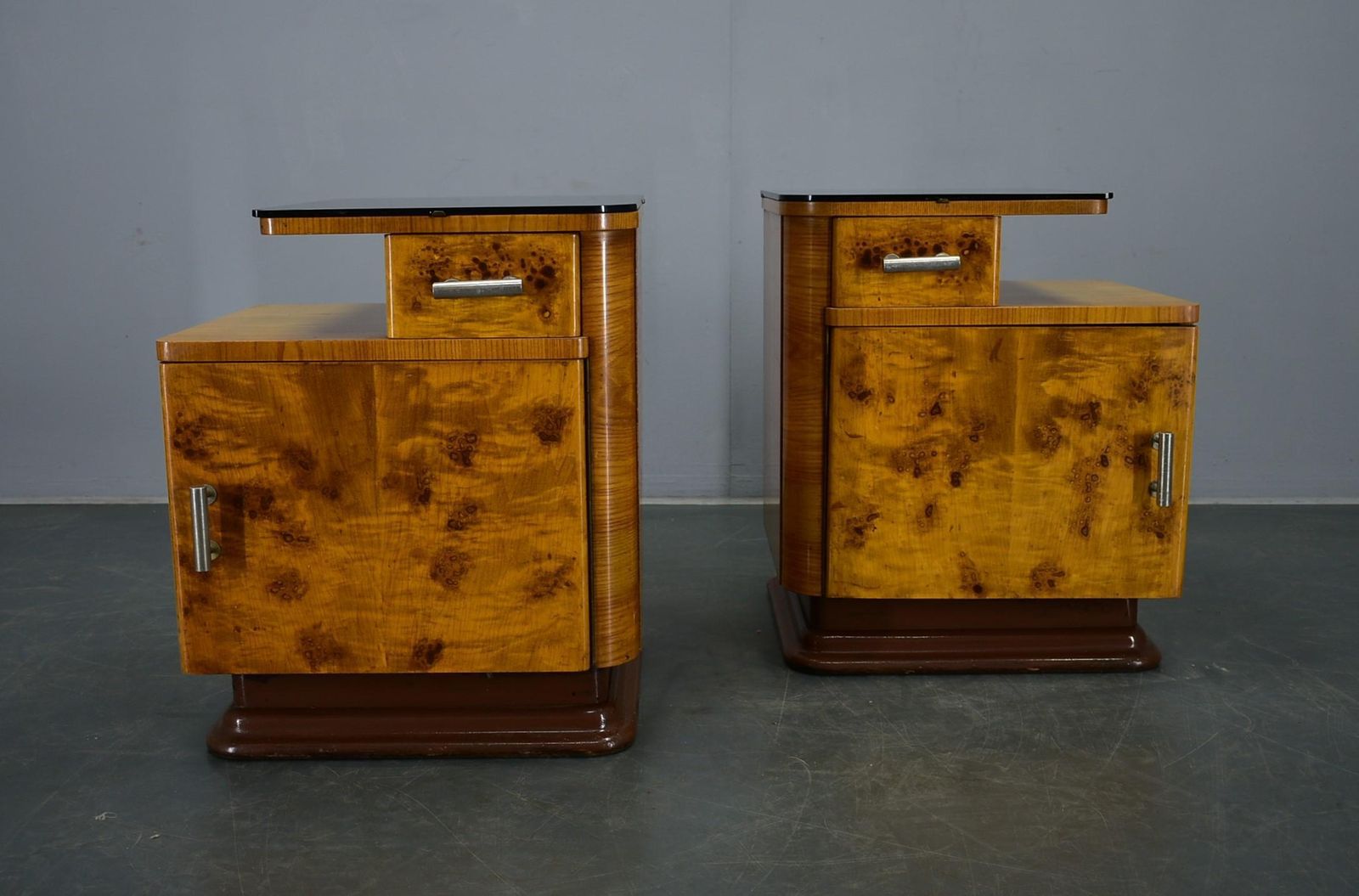 Furniture 1942s Set Of Bedside Tables By Jindrich Halabala, Czechoslovakia photo