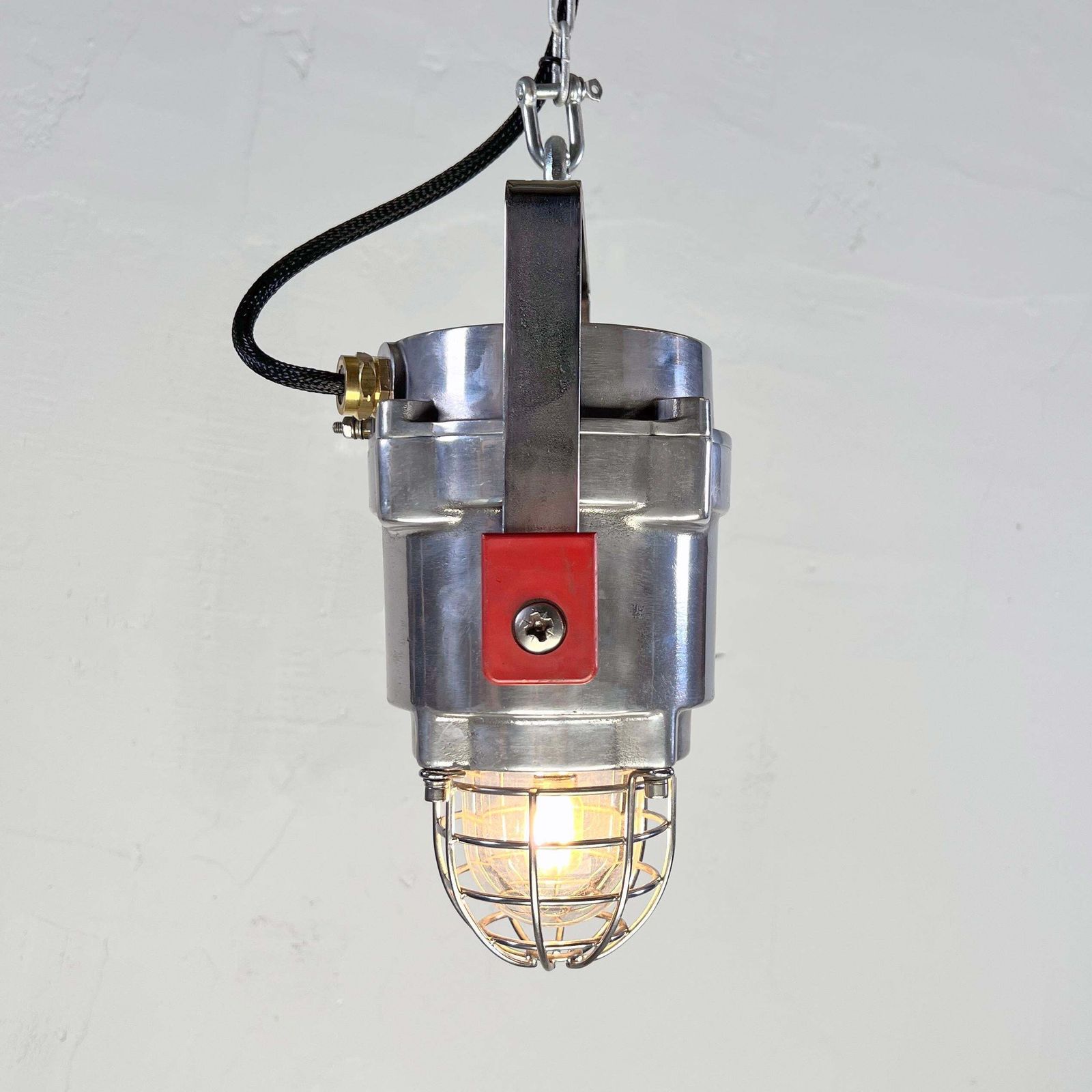 Late Century British Modified Explosion Proof Strobe Beacon Lamp With Cage photo for sale