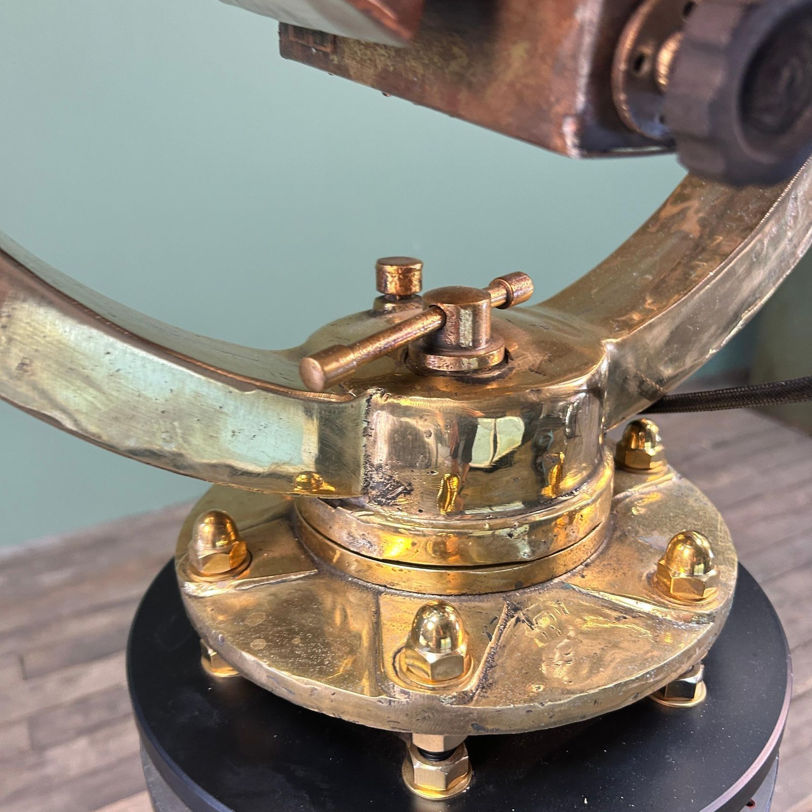 Lighting 1970's Japanese Brass Industrial Signalling Lamp Tripod By Shonan Kosakusho photo