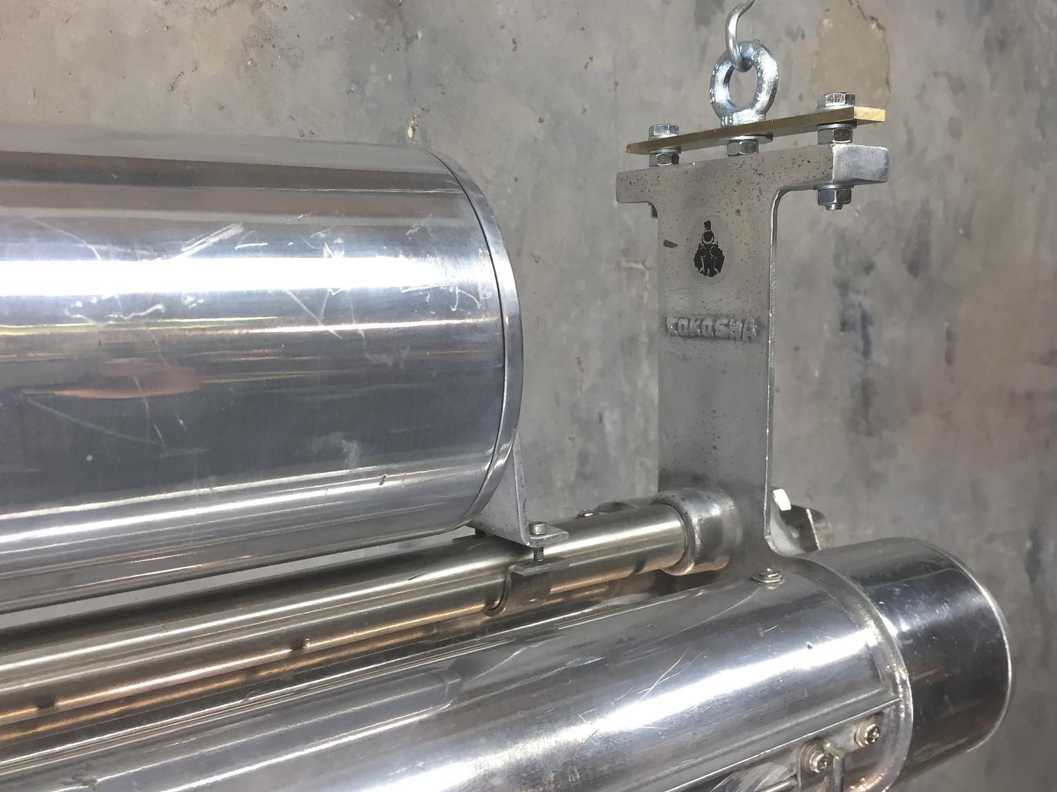 892.0 Japanese Aluminum Flameproof Strip Light, Brass Fittings And Chrome Cage photo