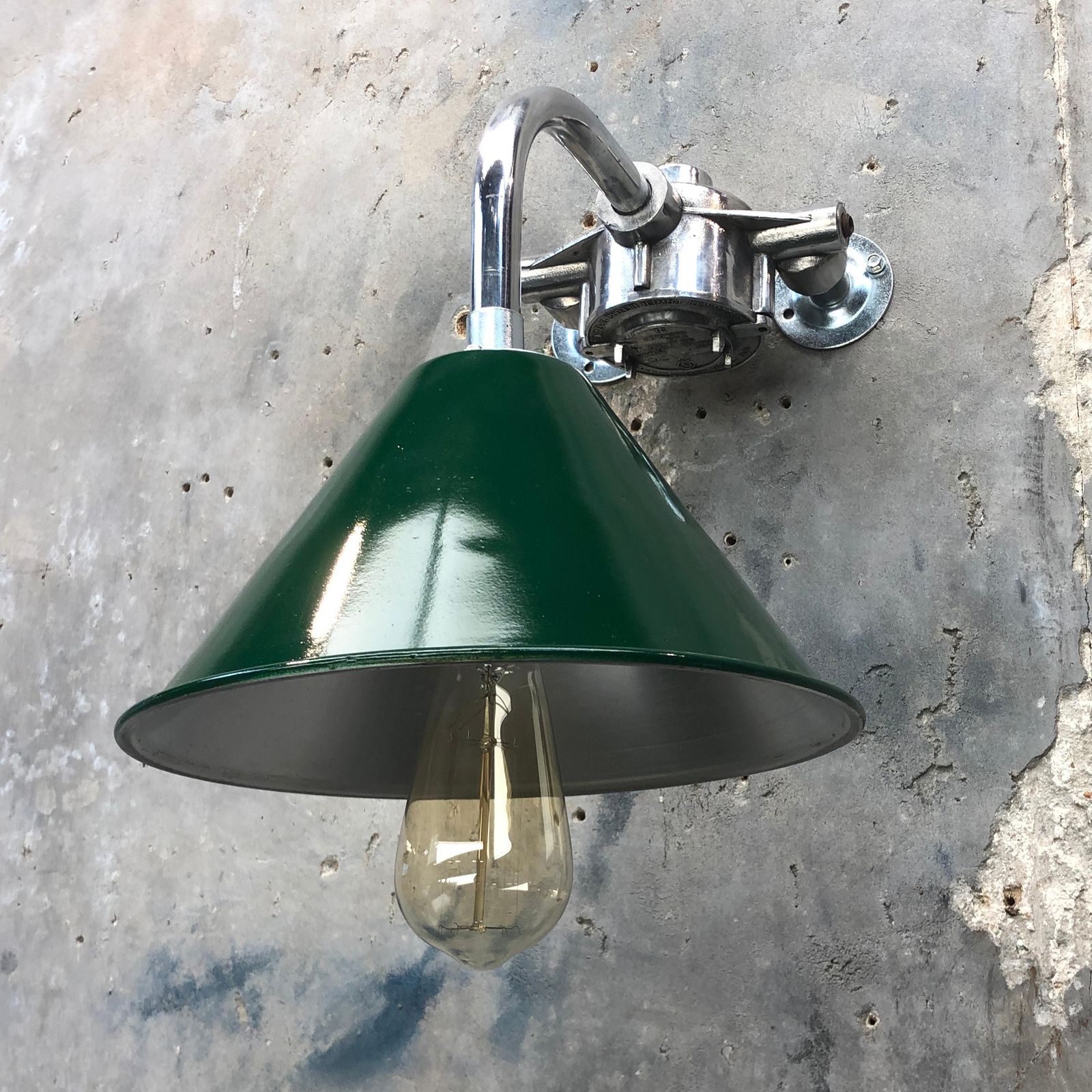 1980s Ex British Army Lamp Shade And Galvanized Steel Short Reach Cantilever photo furniture