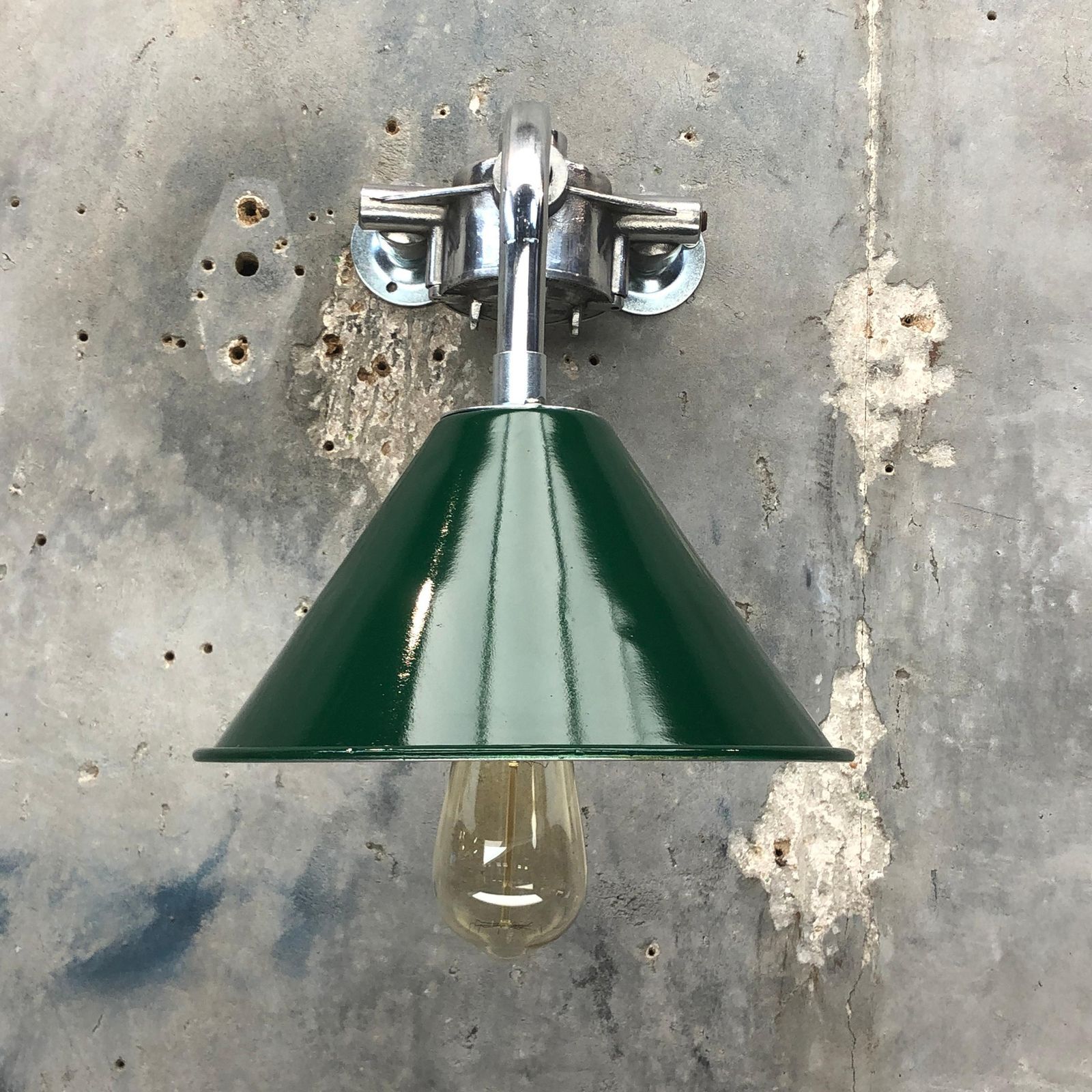 1980s Ex British Army Lamp Shade And Galvanized Steel Short Reach Cantilever photo buy