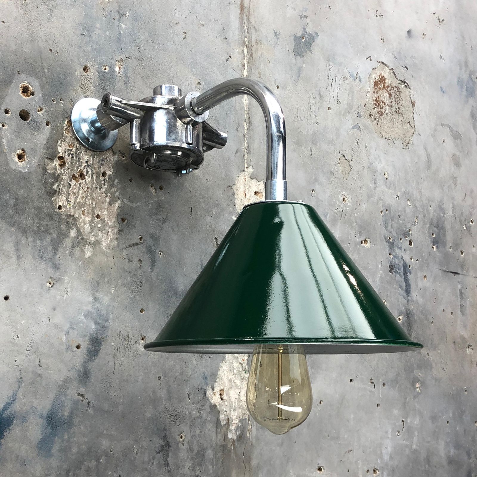 photo for sale 1980s Ex British Army Lamp Shade And Galvanized Steel Short Reach Cantilever
