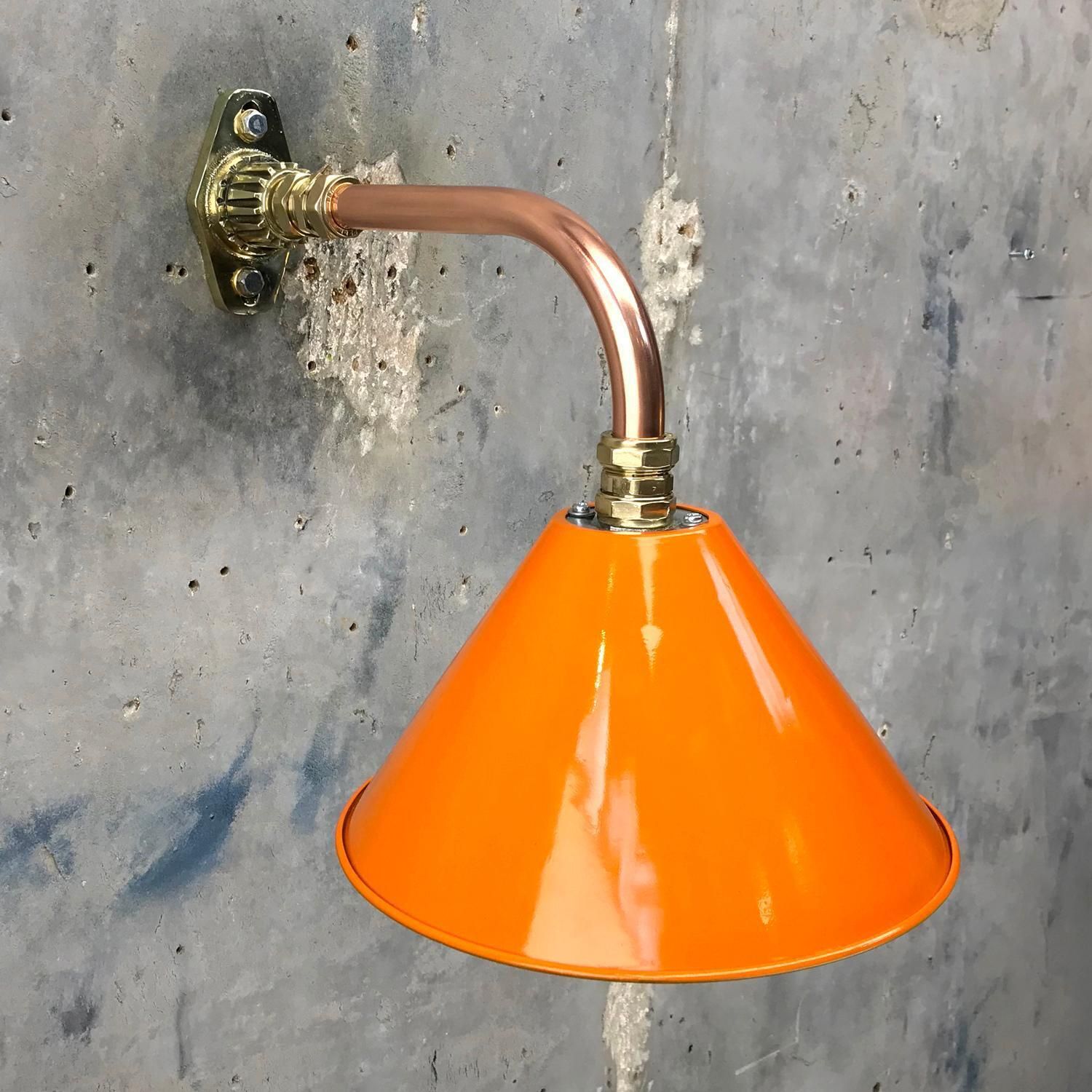 1980s Ex British Army Light Shade / Copper & Brass Cantilever, Custom Colours photo vintage