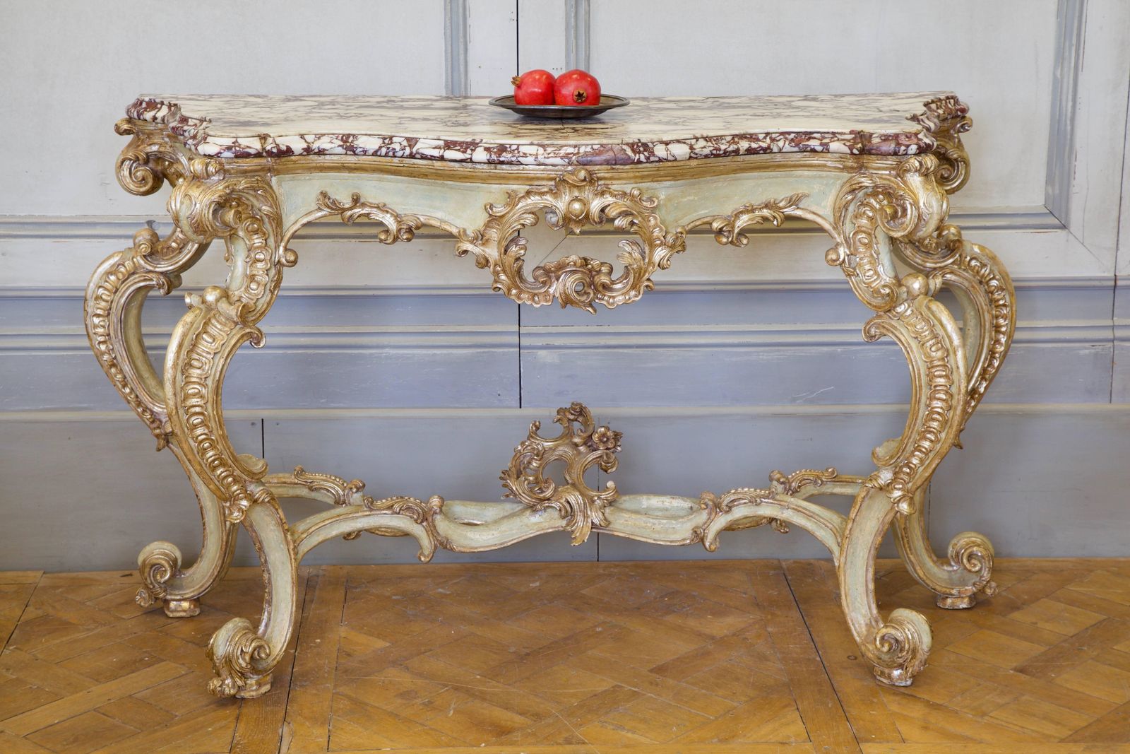 Large 18th Century Italian Rococo Console With Breche Violet Marble Top photo Furniture