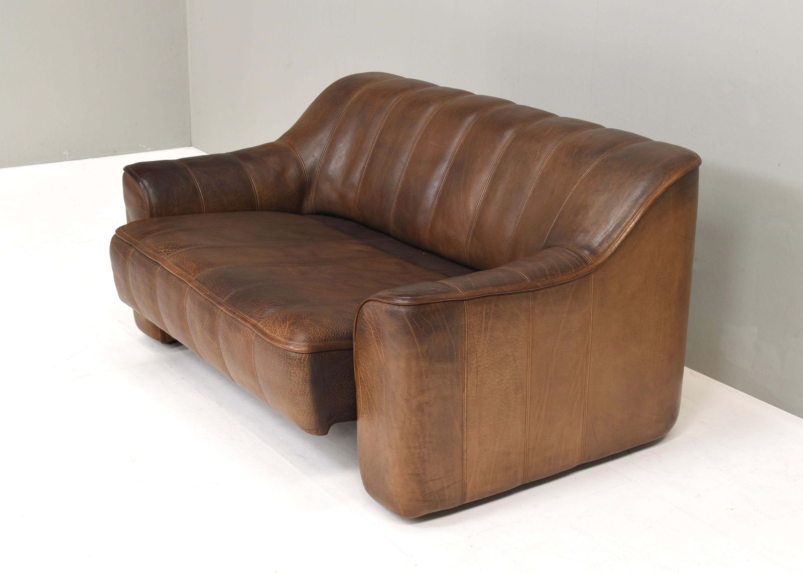 photo for sale De Sede Ds 44 Two Seat Sofa In Tan Buffalo Leather – Switzerland, 1970s