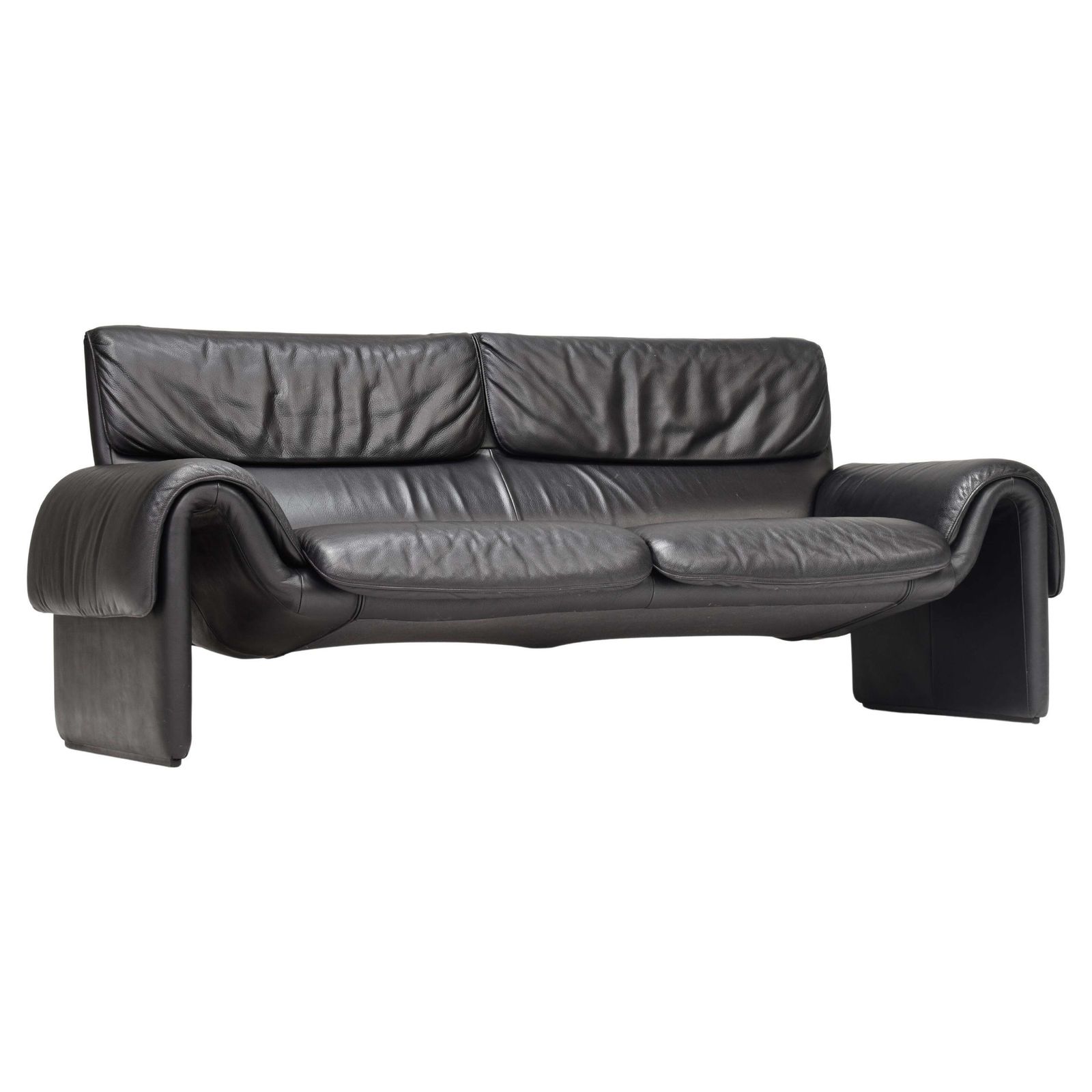 De Sede Ds 2011 Two Seat Sofa In Black Leather, Switzerland   Circa 1980 90 photo furniture