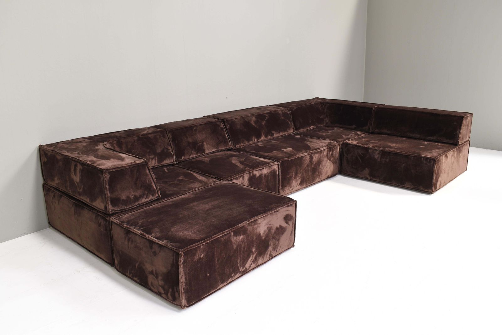 Chocolate Brown Cor Trio Sectional Sofa Germany Switzerland 1972  New Upholstery photo buy